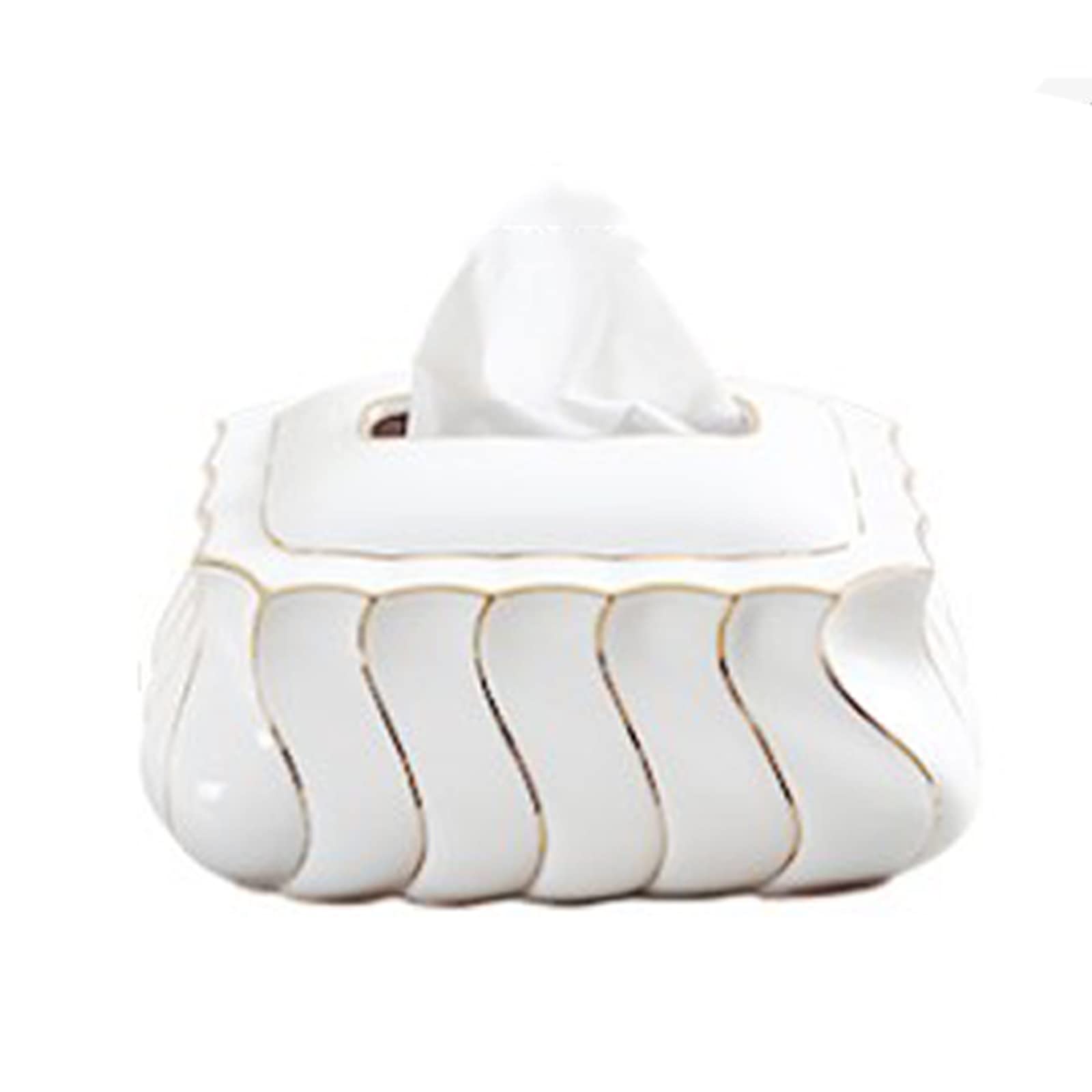 Ceramic Tissue Box Cover Holder - Decorative Home Office Bathroom Kitchen Decor, Facial Tissue Dispenser for Living Room, Bedroom & Guest Bath | Elegant Tissue Box Organizer