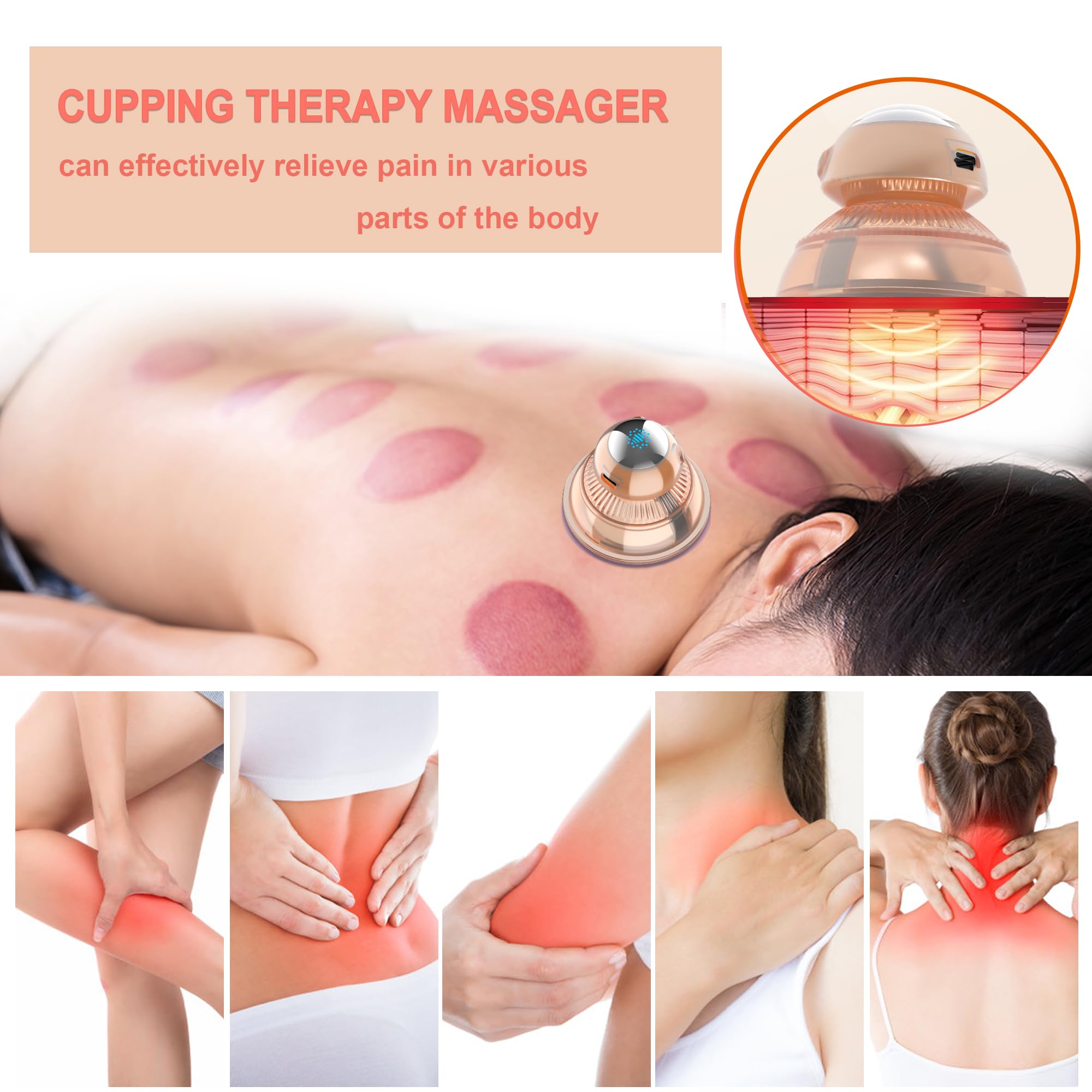 Electric Cupping Therapy Massager - Portable Silicone Vacuum Massage Device with Electric Pulse for Pain Relief & Facial Rejuvenation | Perfect for Home Spa, Muscle Recovery & Beauty Treatments