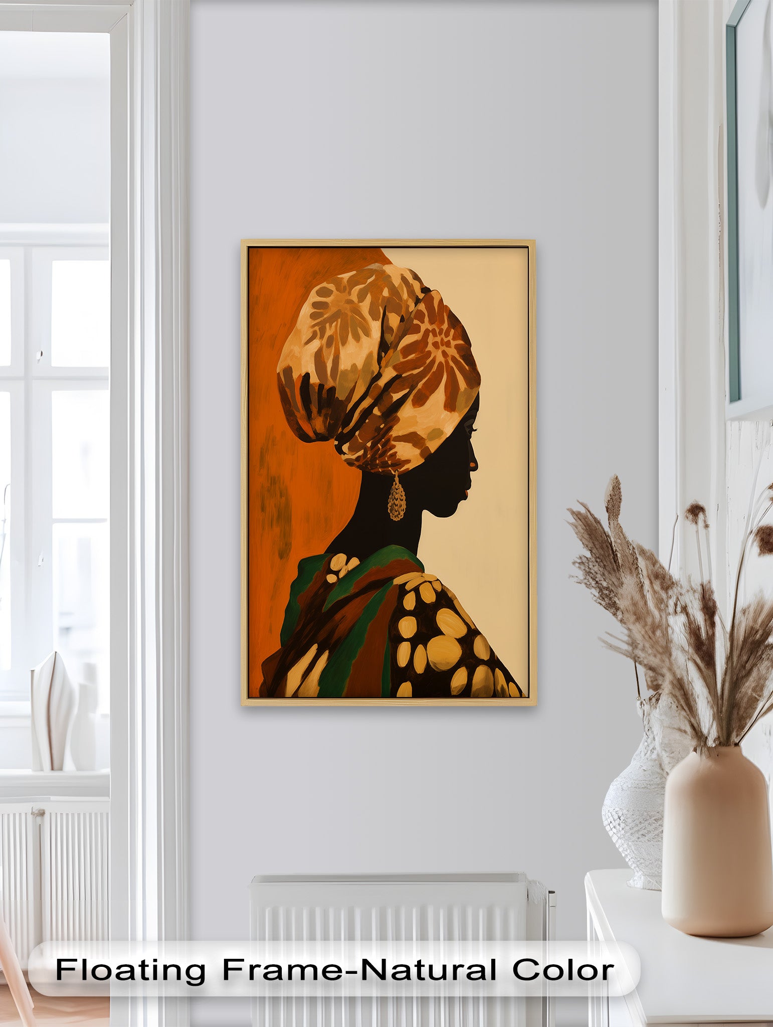 African Woman Portrait Art - Hand-Painted Framed Oil Painting for Home & Office Decor | Wall Art for Living Room, Bedroom, or Office