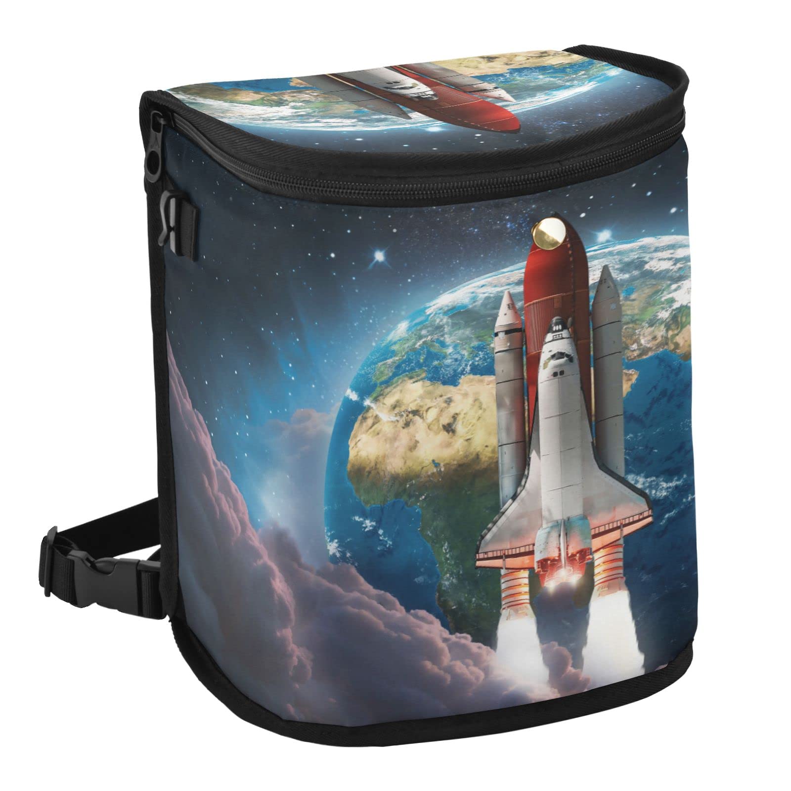 Earth Planet Car Trash Can with Lid - Waterproof Spaceship-Themed Auto Garbage Bin | Leak-Proof Collapsible Car Trash Organizer | Portable Hanging Trash Bag for Vehicles, Road Trips & Office Use
