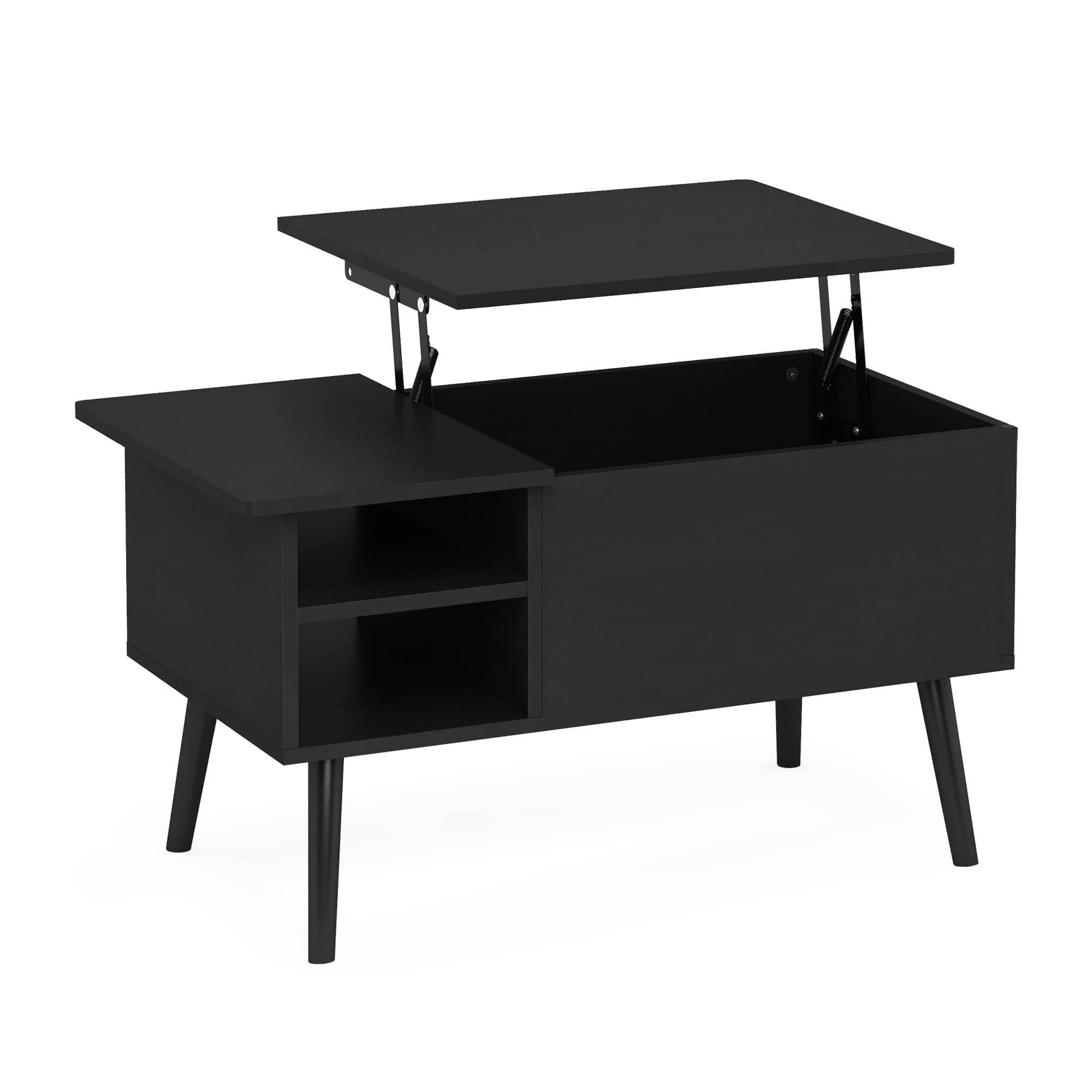 Furinno Jensen Lift Top Coffee Table with Hidden Compartment & Open Storage Shelf - Solid Wood Legs Living Room Furniture for Small Spaces | Perfect for Storing Remotes, Magazines & Home Decor