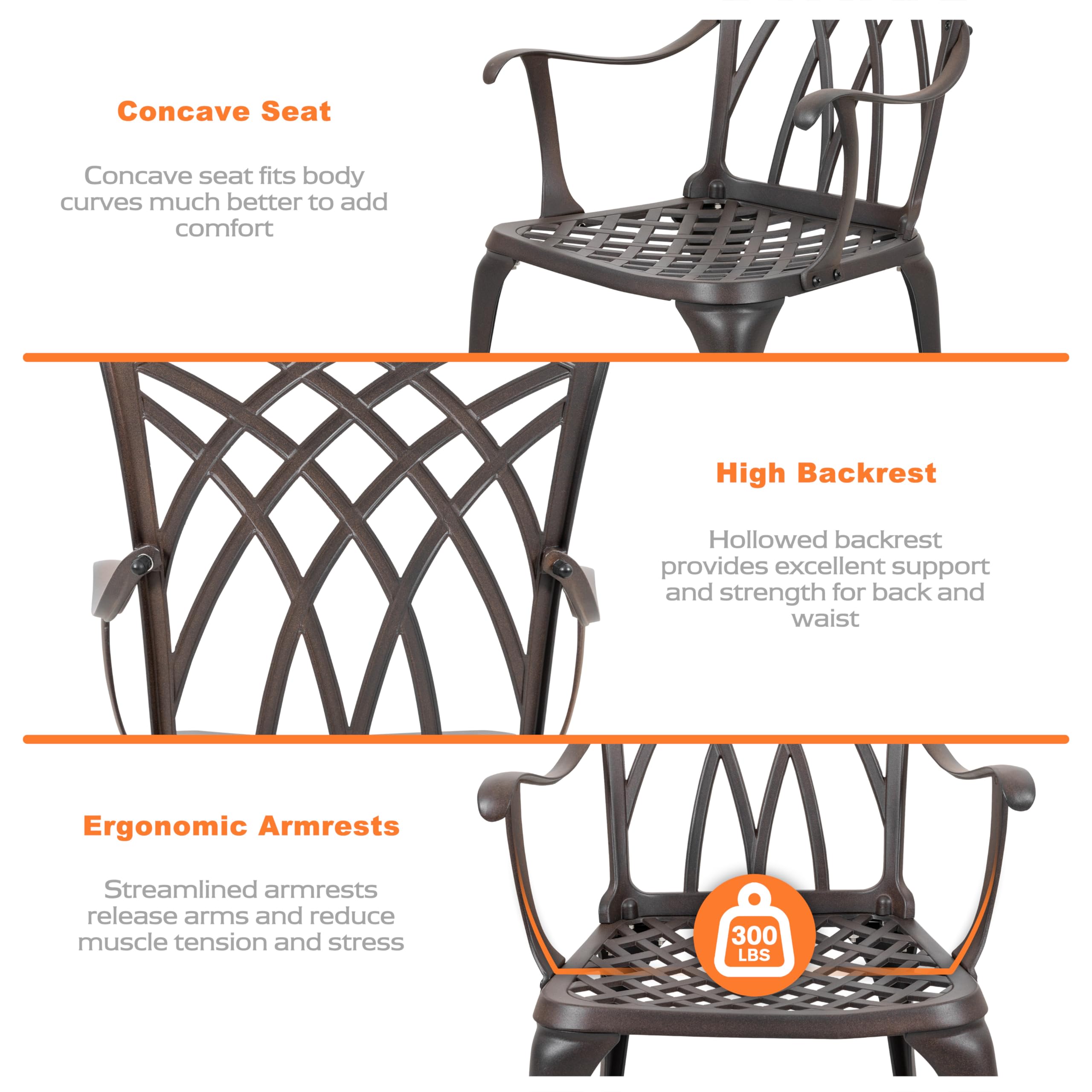 NUU GARDEN 5-Piece Outdoor Patio Dining Set - All-Weather Round Cast Aluminum Table with 1.97