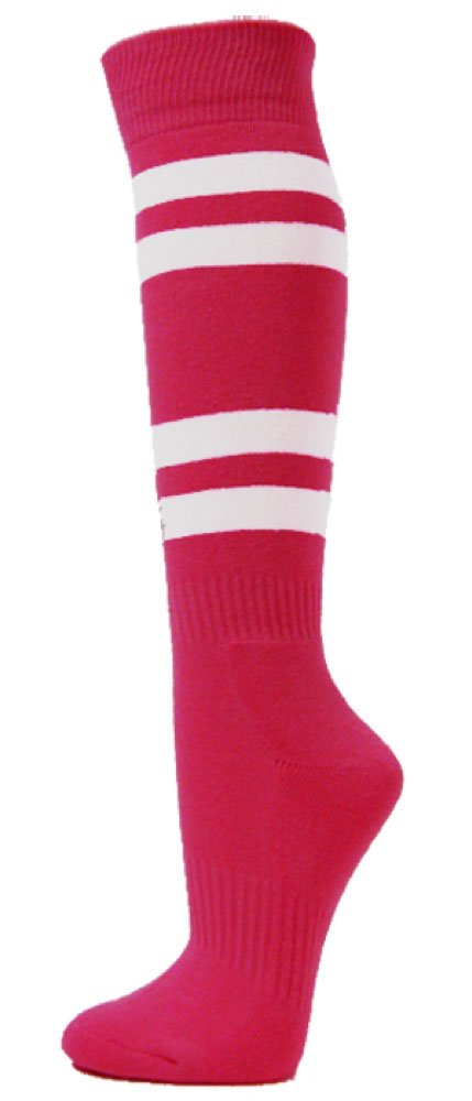 COUVER White Striped Knee High Softball Socks - Breathable Athletic Socks for Women & Men - Perfect for Baseball, Softball, Volleyball & Sports Training
