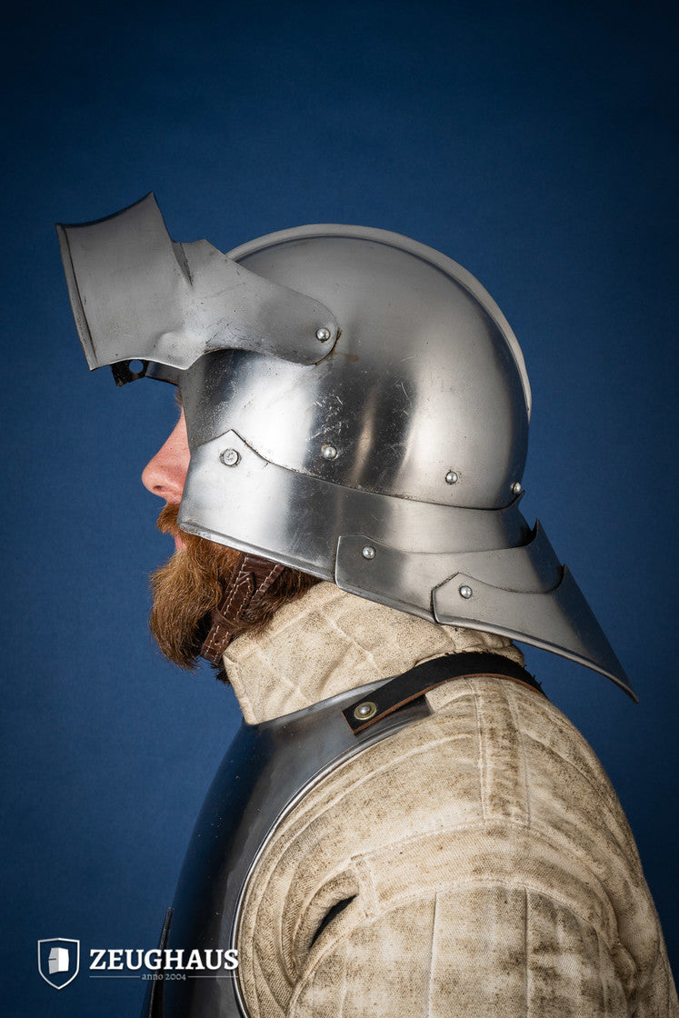 15th Century German Sallet Helmet - 1.6mm Polished Steel Medieval Armor for LARP, Cosplay & Historical Reenactment