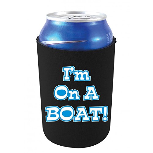 Black Collapsible Can Coolie for Boating - Insulated Beer Can Holder for Drinks on Boats, Pools, and Outdoor Adventures