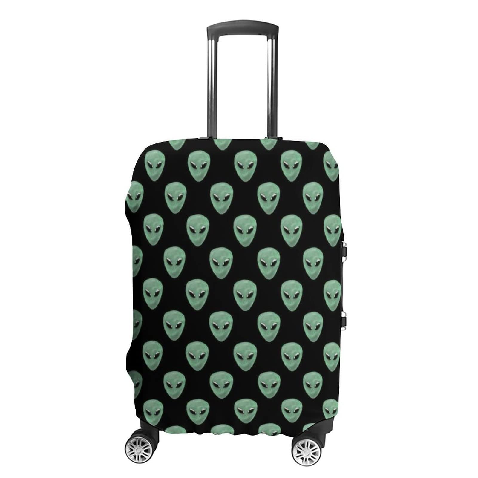 Alien Heads Print Elastic Luggage Cover - Anti-Scratch Suitcase Protector for Travel Bags & Trunk Cases | Perfect for Airplane Check-In, Vacation Trips & Business Travel Accessories