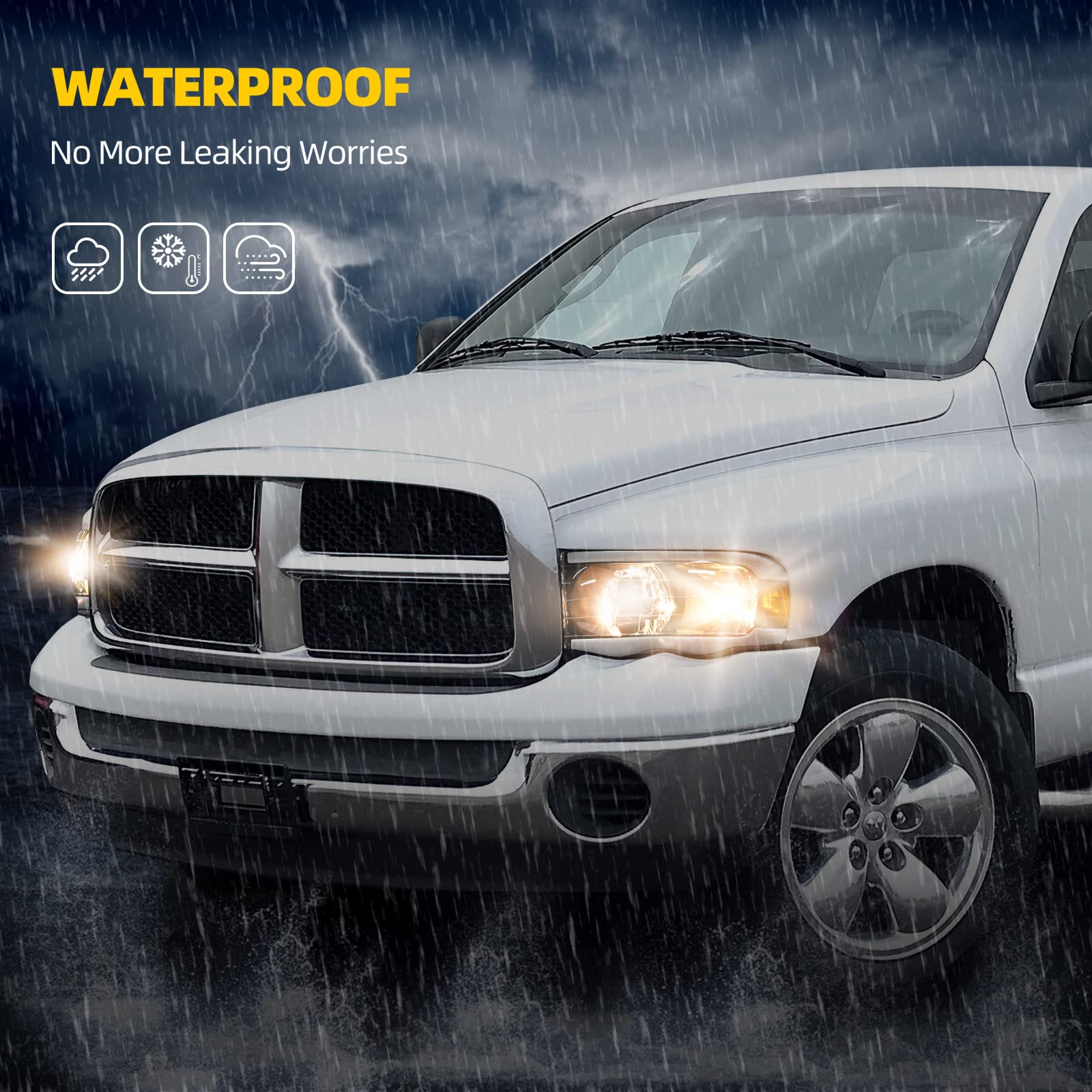 DWVO LED Headlights Assembly Compatible with 2002-2005 Dodge Ram 1500/2500/3500 - Switchback DRL Tube, Replacement Headlamps Pair - Perfect for Night Driving & Off-Road Adventures