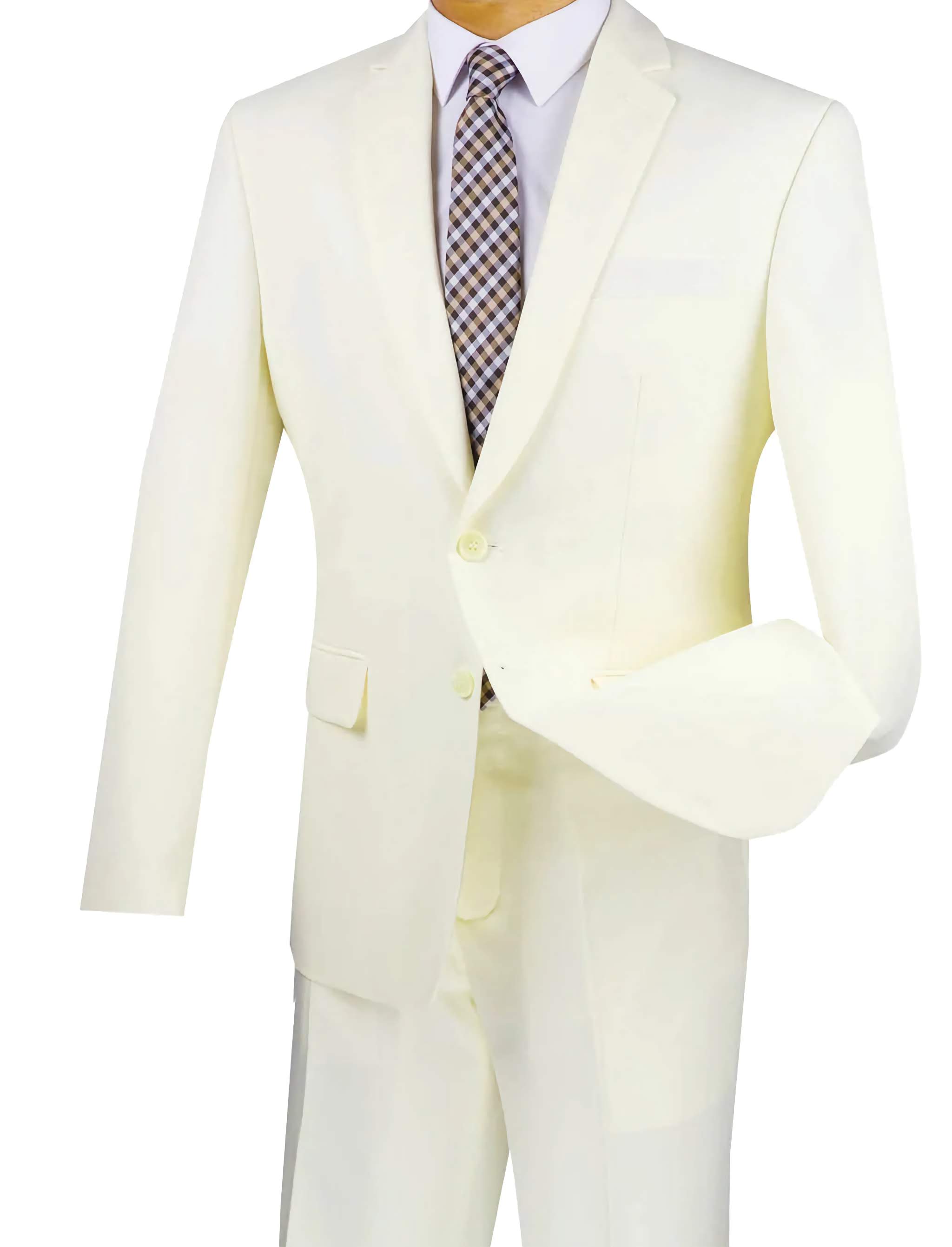 Ivory Slim Fit Men's 2-Piece Business Suit with 2 Buttons - Perfect for Weddings, Office & Formal Events
