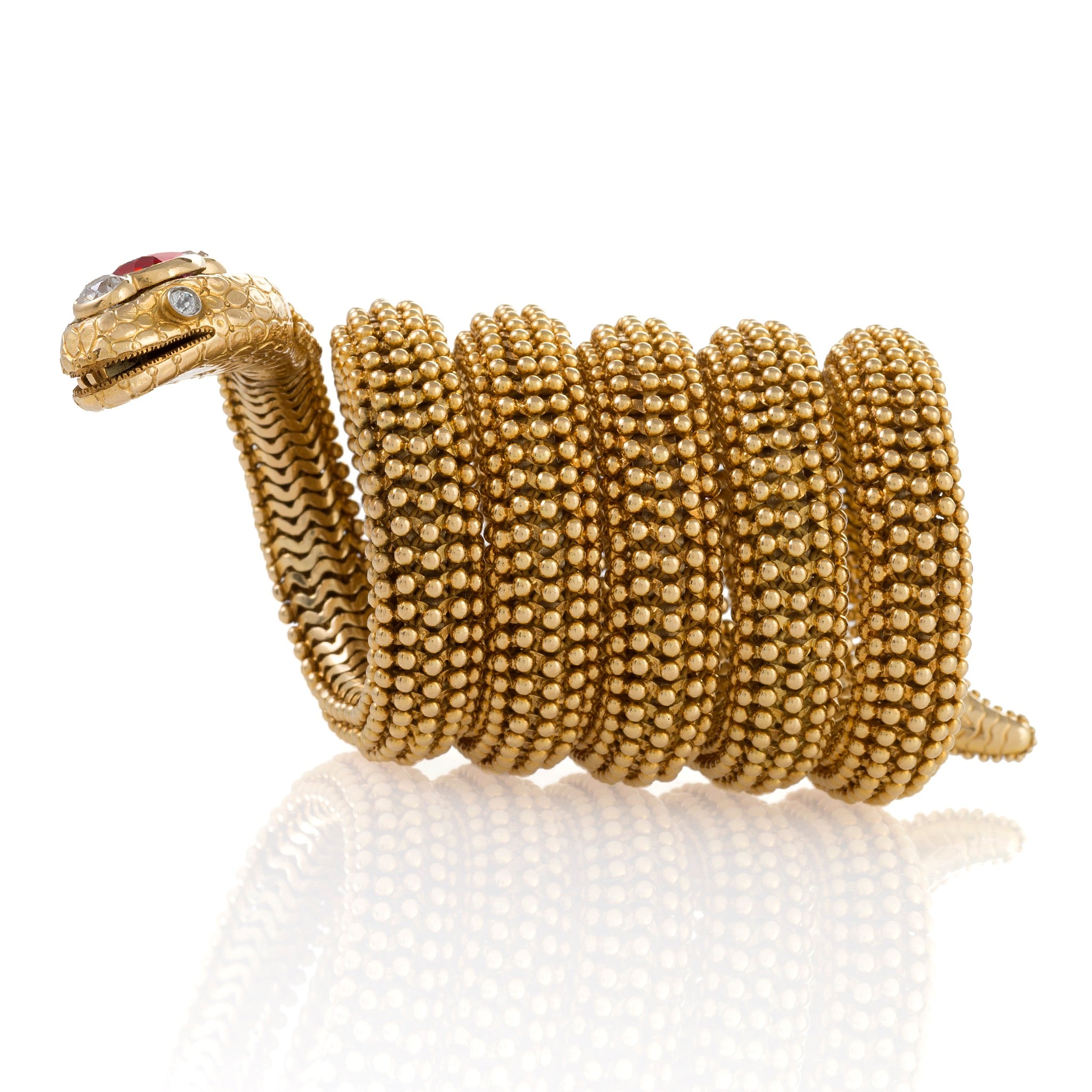 Bulgari Ceylon Ruby Serpenti Bracelet - Luxury 18K Gold Snake Bracelet for Women, Elegant Jewelry Gift for Her, Perfect for Parties & Special Occasions