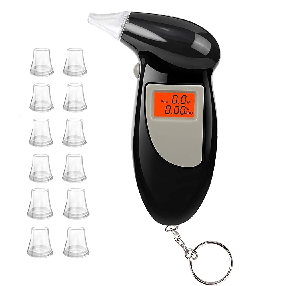 **Professional Digital Breathalyzer for Alcohol Testing – Accurate Portable Breath Alcohol Tester with LED Display & Keychain, Includes 10 Mouthpieces – Ideal for Personal Use, Car Safety, and Law Enforcement (Style 1)**