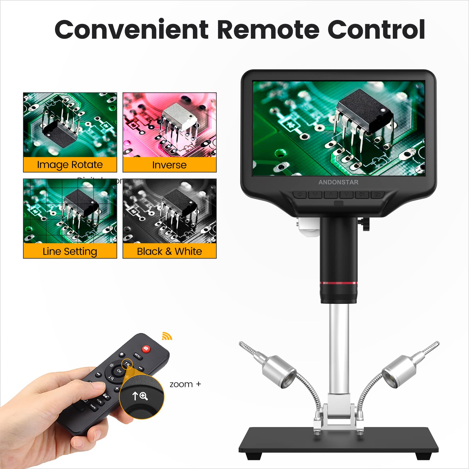 Andonstar AD407 Pro 2160P 3D HDMI Digital Microscope with Metal Stand - 7