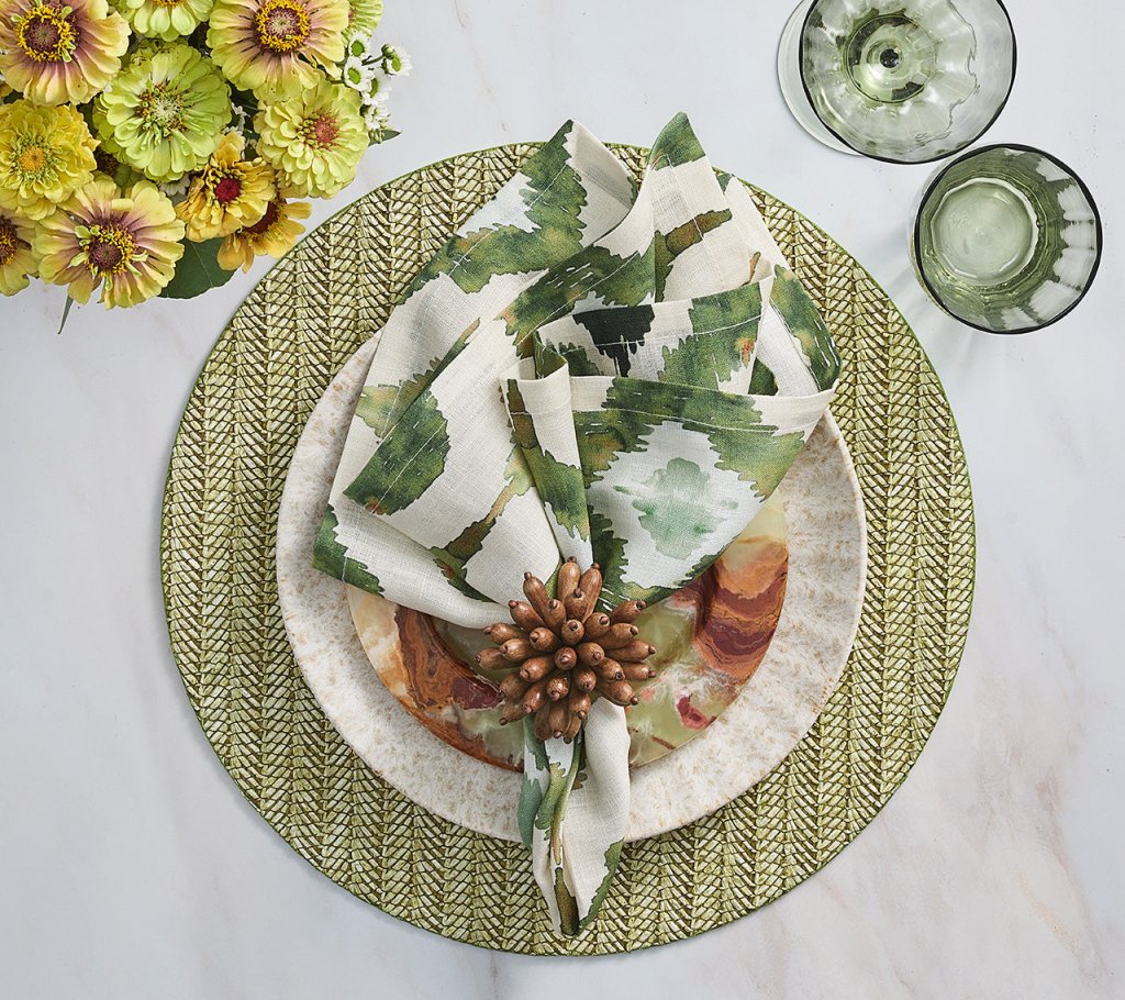 Premium Moss Green Chevron Placemat Set of 4 - Non-Slip Table Protector for Dining, Kitchen, and Party Decor