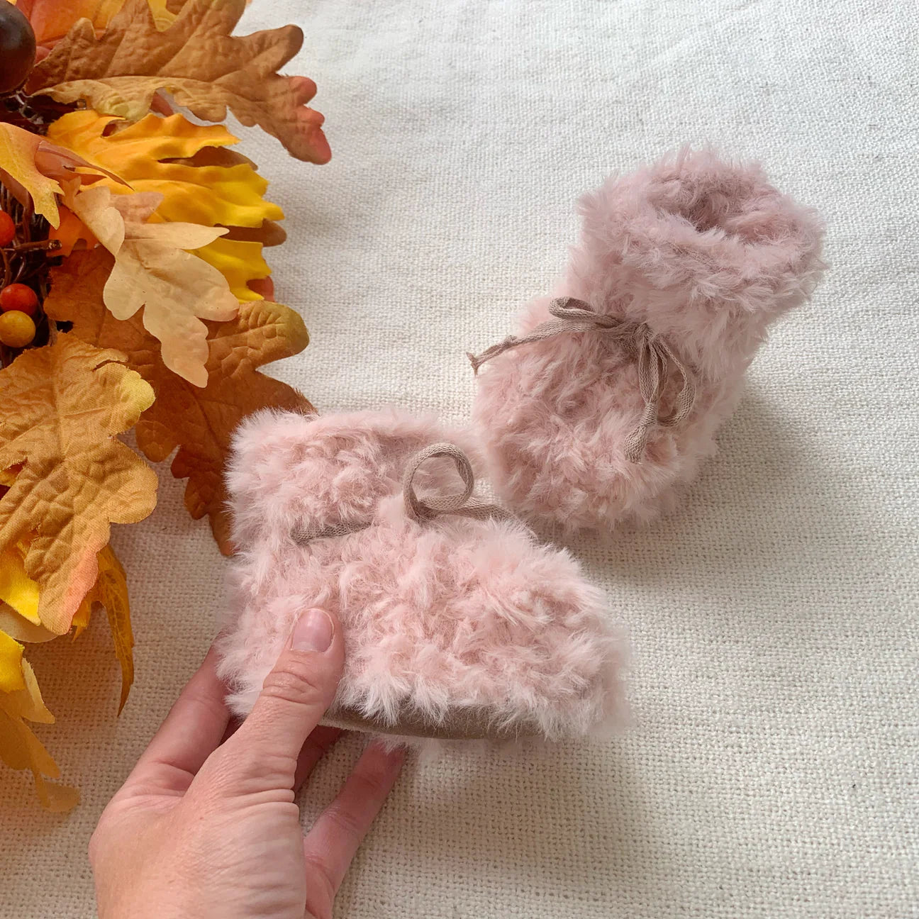 Pink Baby Teddy Bear Booties - Soft & Cozy Infant Slippers for Newborns & Toddlers - Perfect for Winter, Photo Shoots & Gift Giving