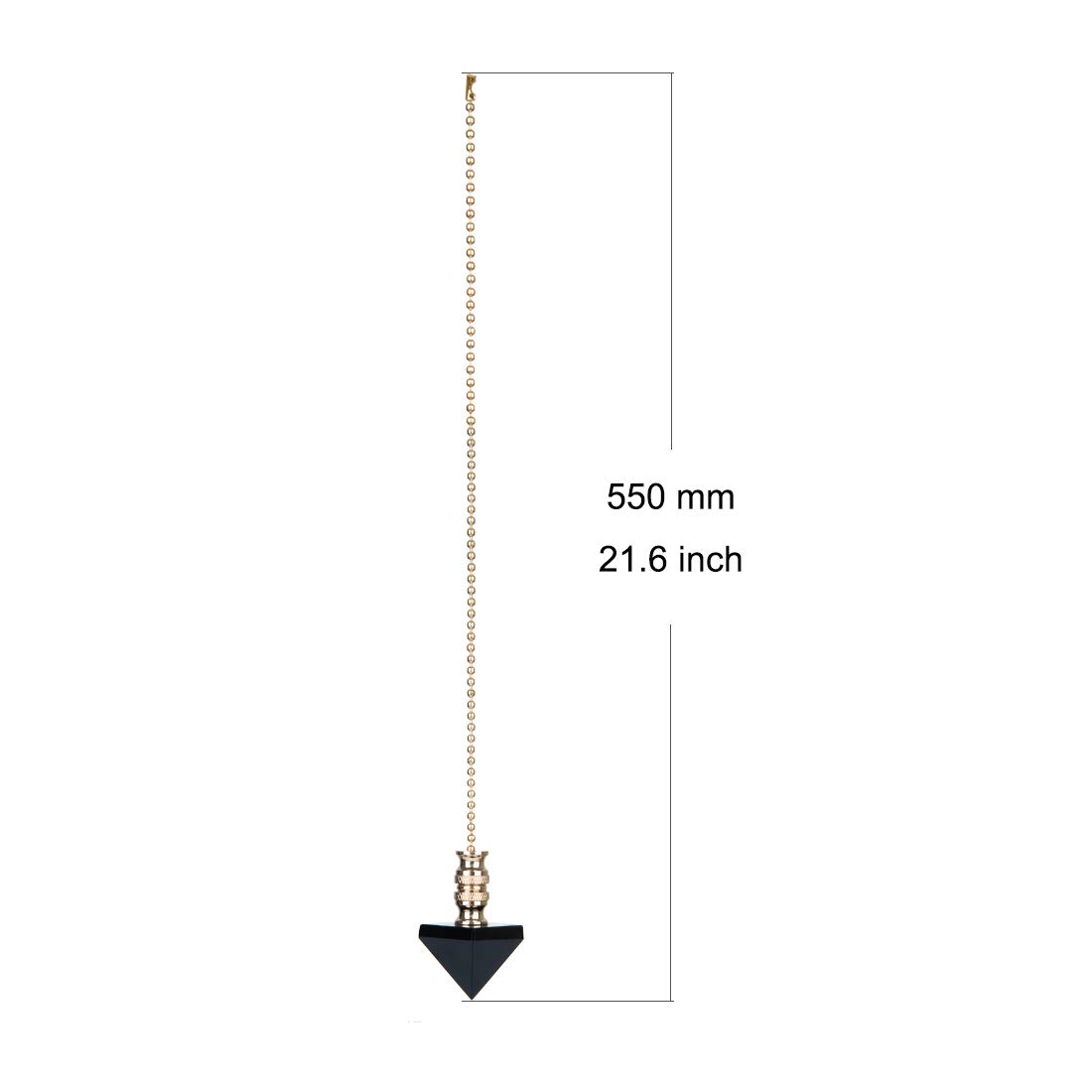 Premium Ceiling Fan Pull Chain Set - 2 Pack Crystal Black Pyramid Fan Pull Extensions with Connector for Light & Fan Chains | Durable & Stylish Replacement for Home, Bedroom, Living Room & Office