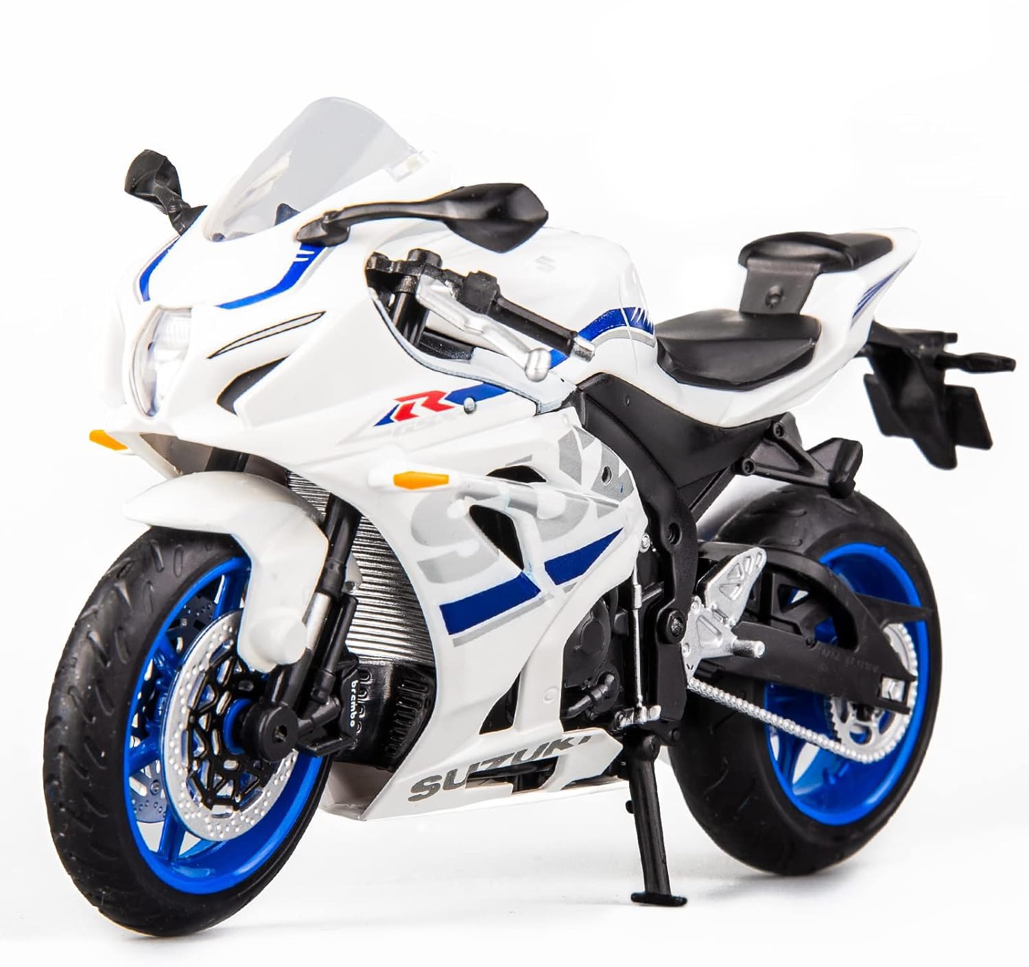 1/12 Scale Suzuki GSX-R1000 Motorcycle Toy Model - 2018 Replica with Display Stand - Collector's Edition for Kids Ages 3-9 - Perfect for Birthday Gifts, Room Decor & Motorcycle Enthusiast Collections (White)