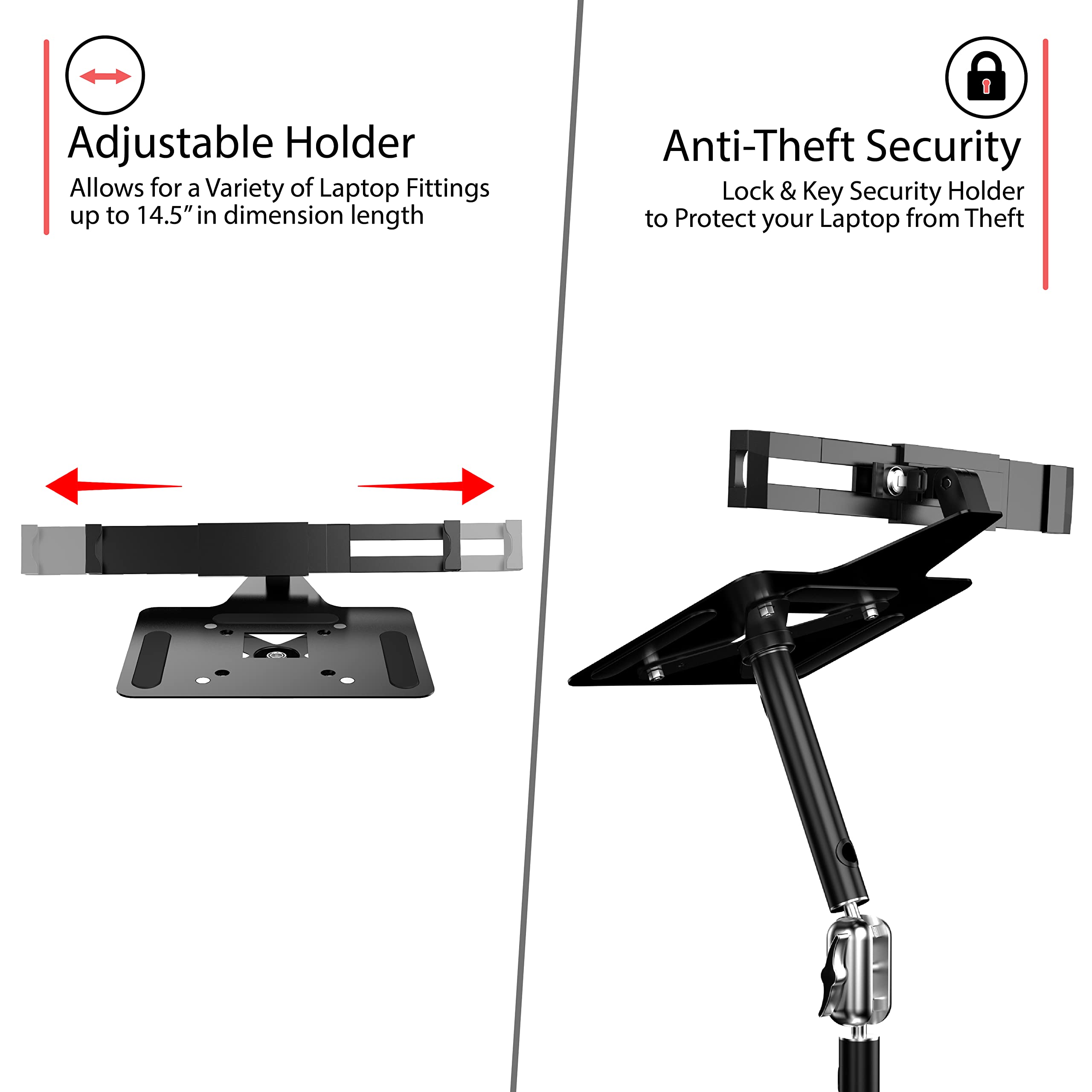 CTA Digital Laptop Arm with VESA Mounting Base - Secure Laptop Holder for 17