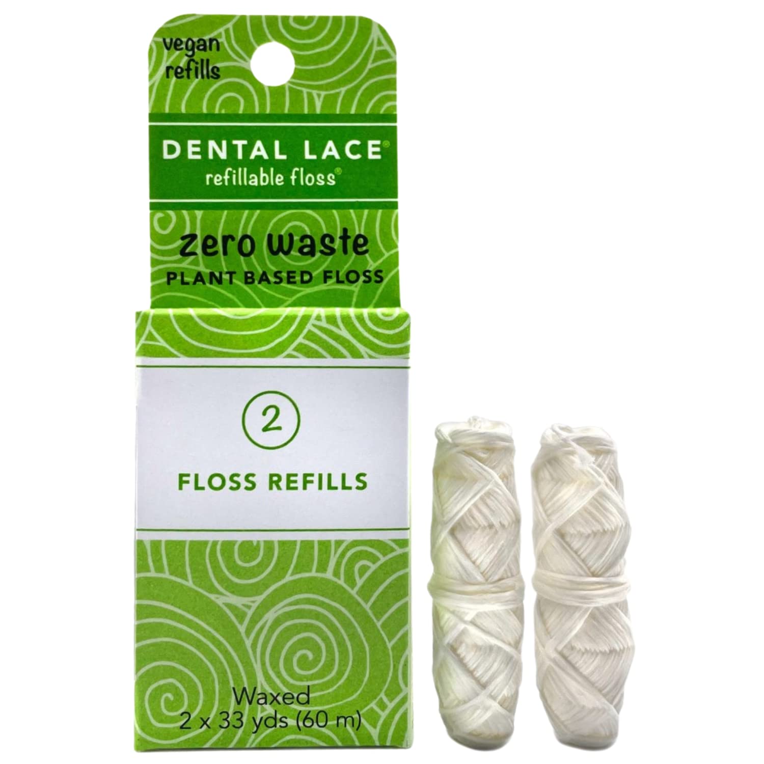 Eco-Friendly Vegan Dental Floss Refills - 2 Pack Plant-Based Biodegradable Floss (66 Yards) with Recyclable Packaging | Perfect for Zero-Waste Oral Care & Travel Hygiene