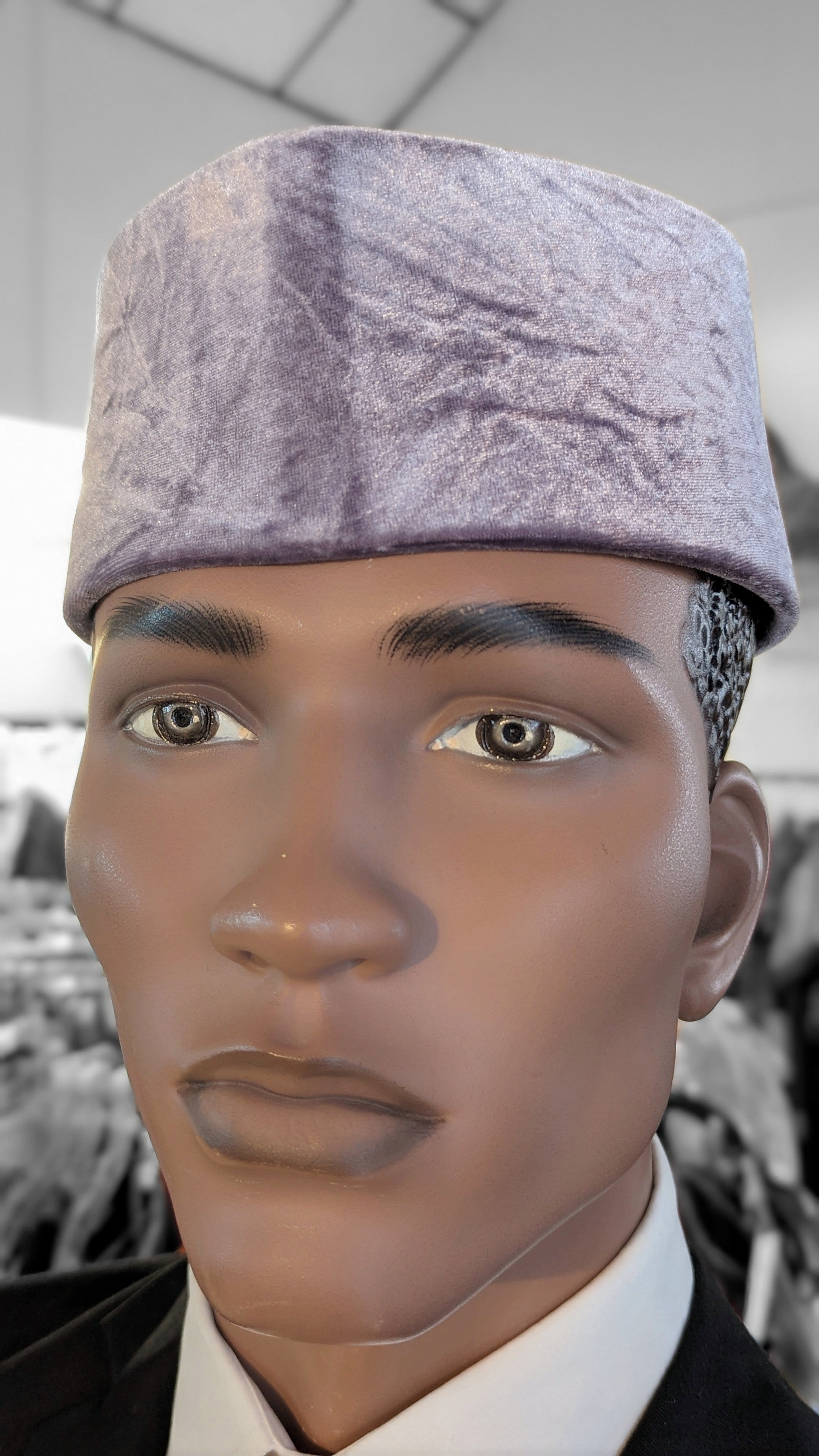 Stylish Grey Nigerian Nebula Velvet African Hat - DPH610 by Dupsie - Perfect for Cultural Events, Weddings & Fashion Statements
