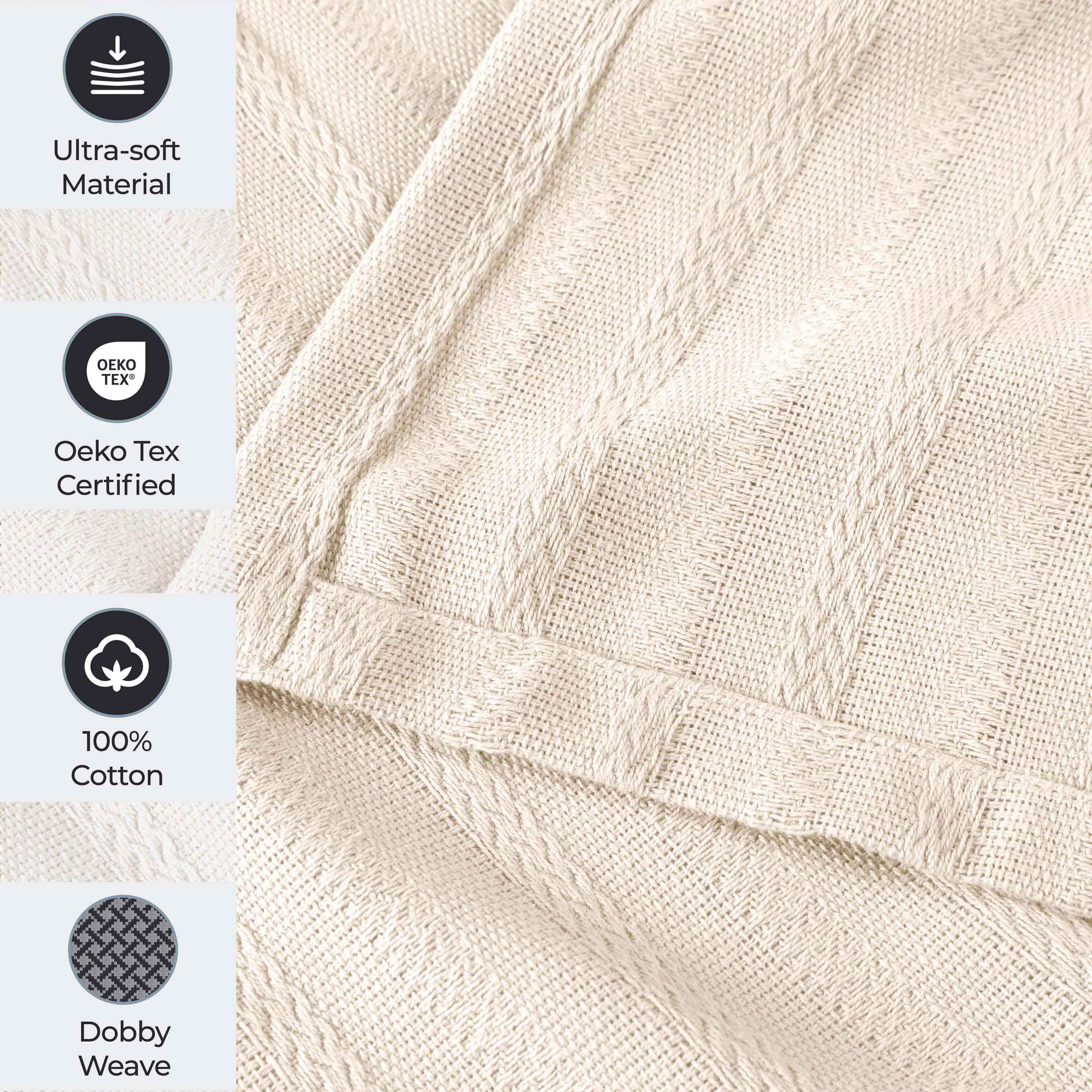 Soft Clara Cotton Textured Striped Lightweight Woven Blanket - Perfect for Sofa, Bed & Outdoor Picnics