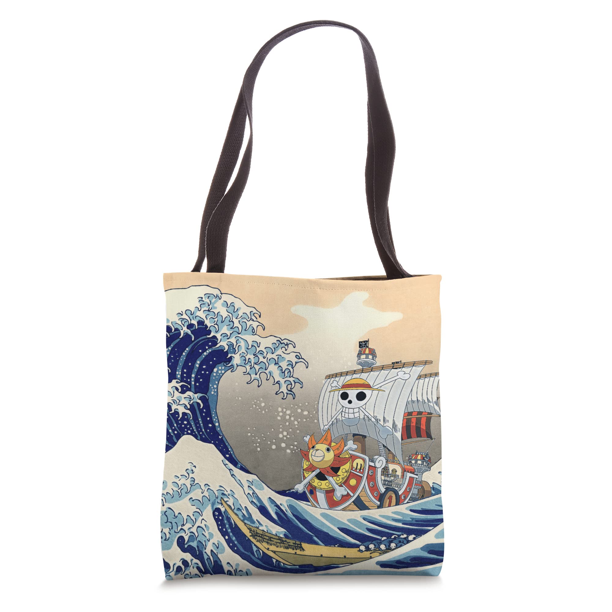 Kawaii Japanese Anime Tote Bag - Hokusai The Great Wave Off Kanagawa Art Print - Stylish & Durable Canvas Shopper for School, Work, Beach & Travel