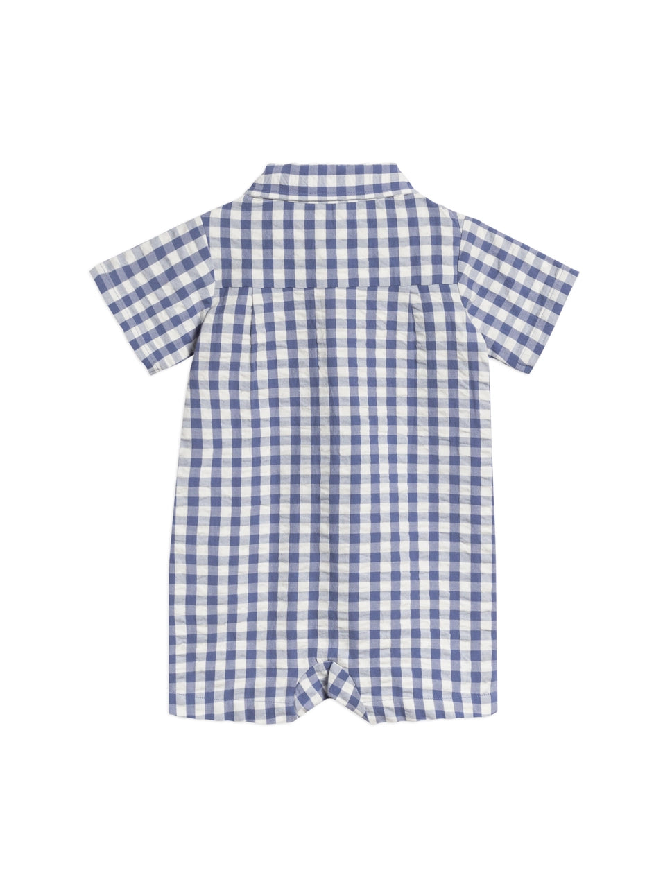 Organic Marino Gingham Seersucker Collared Romper for Baby Girls - Soft Cotton Summer Outfit with Adjustable Straps | Perfect for Beach, Picnic & Family Photos