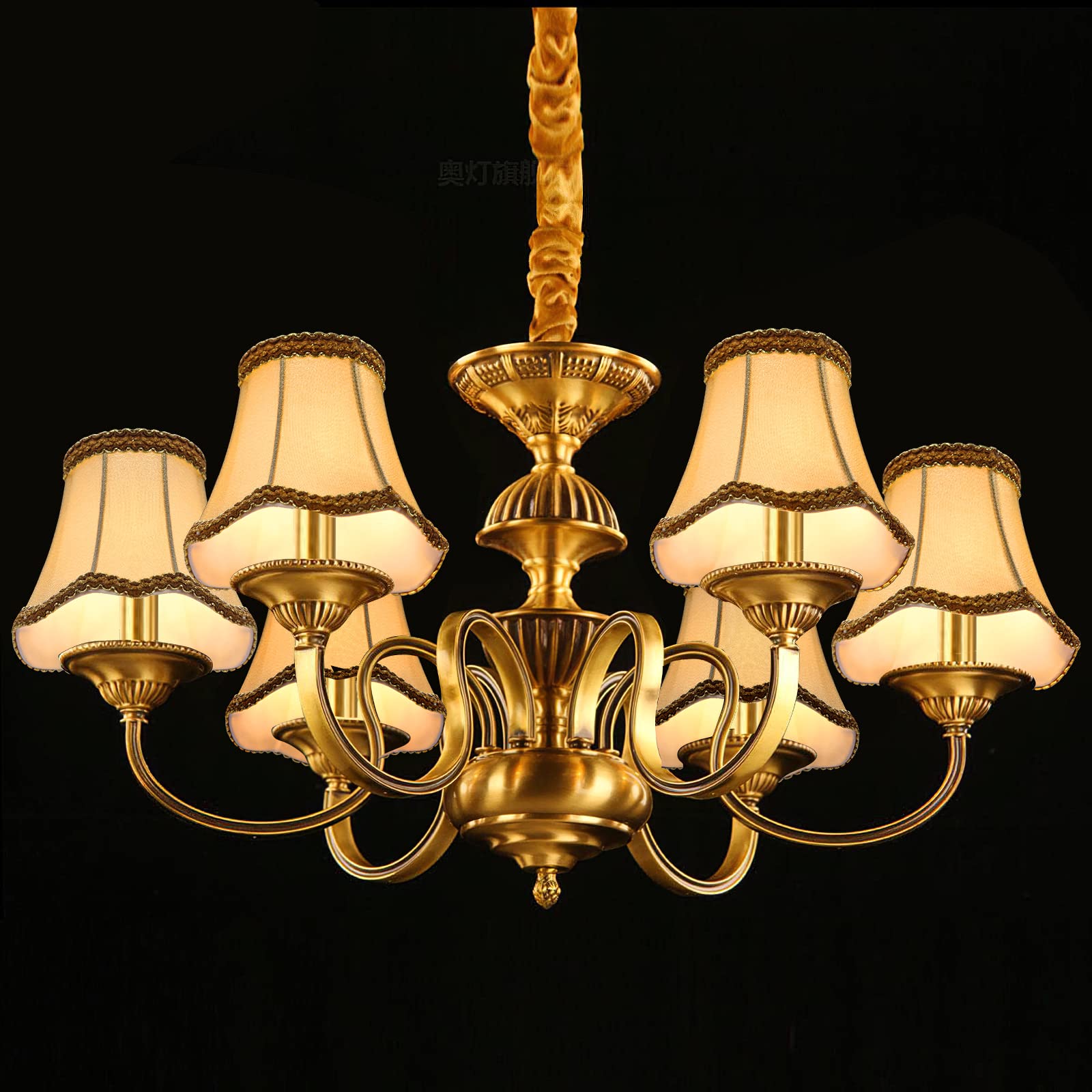 Fuloon Set of 6 Gold Clip-On Lamp Shades - Upright Candle Chandelier Drop Light Lampshade Kit for Dining Room, Bedroom & Living Room Lighting Decor