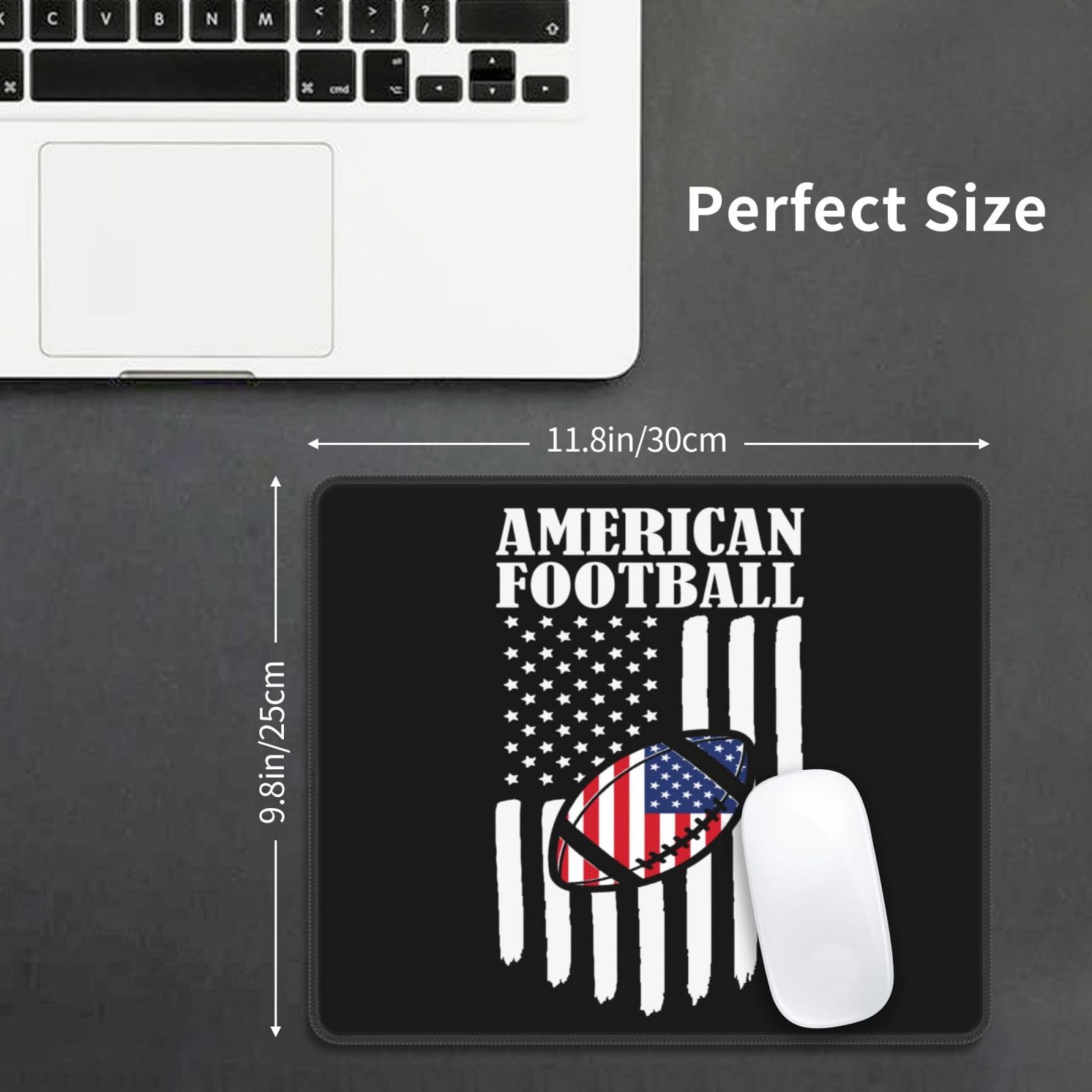 SIYTUAU USA Flag American Football Mouse Pad - Waterproof, Non-Slip Rubber Gaming Mousepad (10x12 inches) for Laptop, Office & PC - Perfect for Sports Fans, Gamers & Workstations