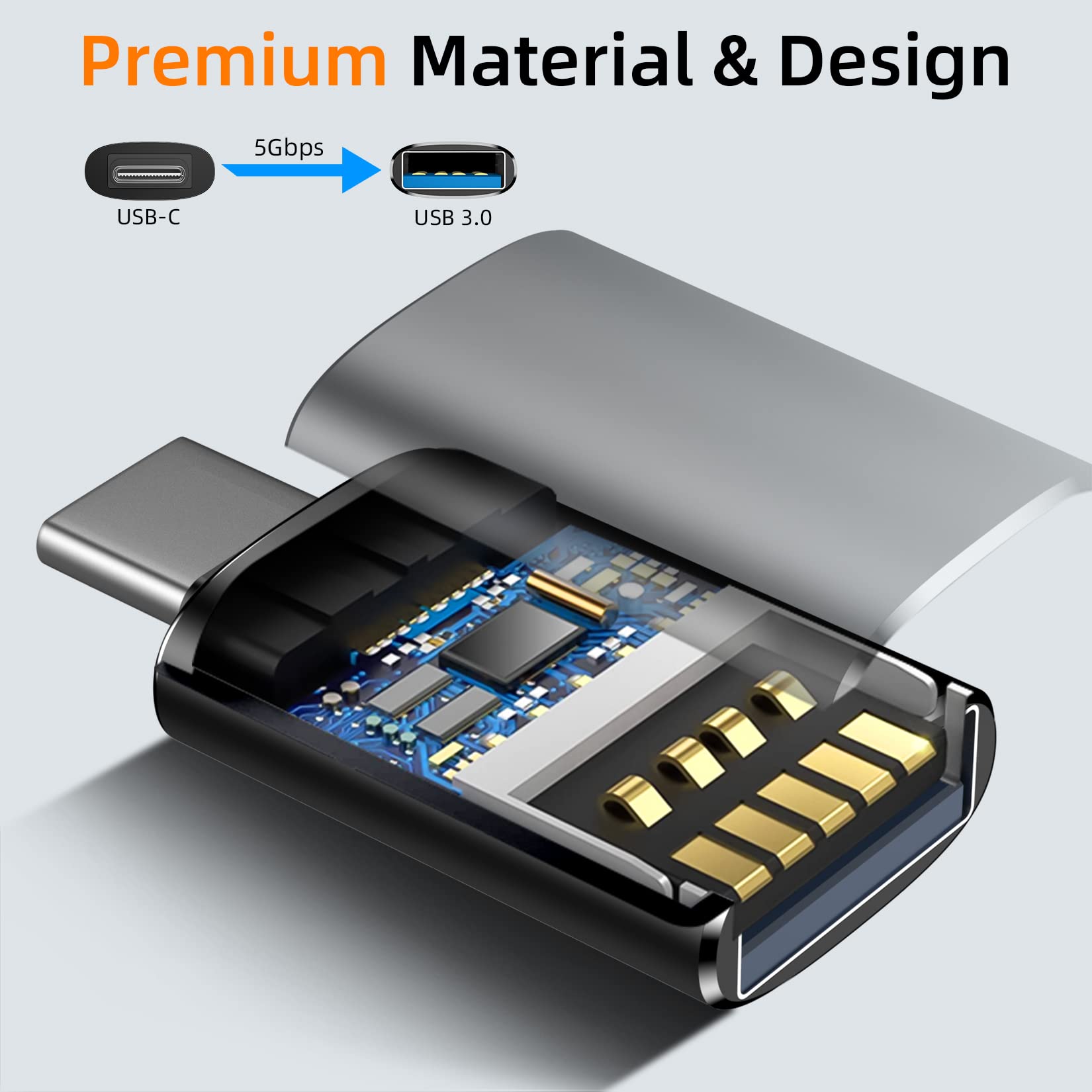 Temdan USB to USB C Adapter 2 Pack - Type C Female to A Male & USB C Male to USB Female Converter - Compatible with iPhone 15 Pro Max 14 13 12, Apple Watch Ultra 8 9, AirPods - OTG Charging Adapter for Fast Data Transfer & Device Charging - Perfect for Travel, Office & Home Use - Black