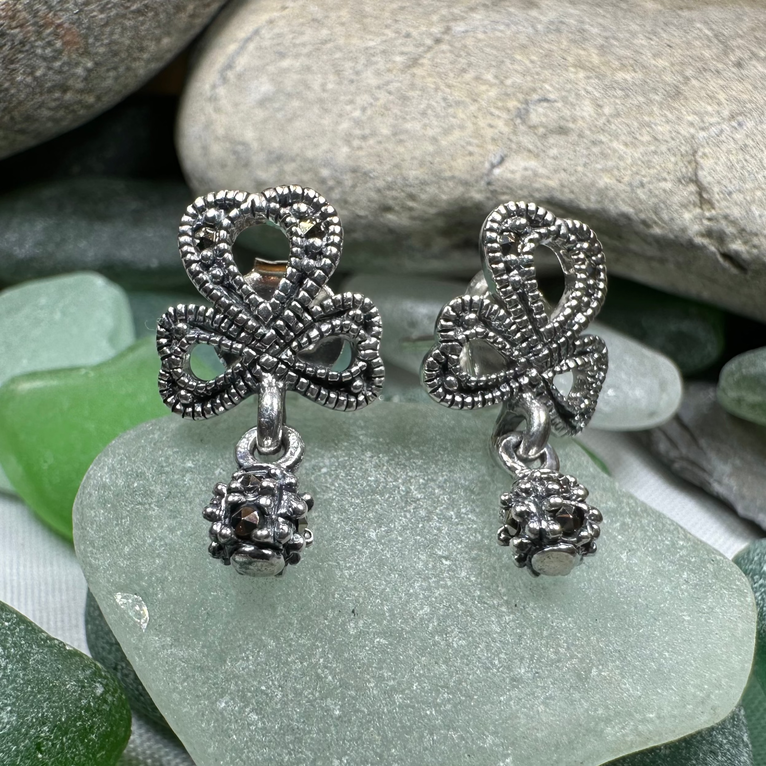 Connemara Shamrock Post Earrings - Irish Clover Stud Earrings for Women, Sterling Silver 925 Hypoallergenic Jewelry - Perfect for St. Patrick's Day, Irish Weddings & Everyday Wear