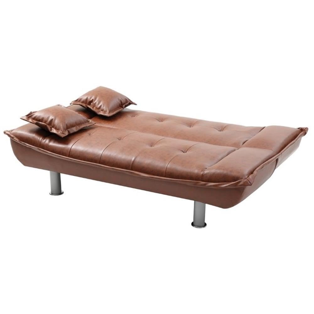 Glory Furniture Lionel Faux Leather Sleeper Sofa - Brown Convertible Couch Bed for Small Spaces | Perfect for Living Rooms, Guest Rooms & Apartments