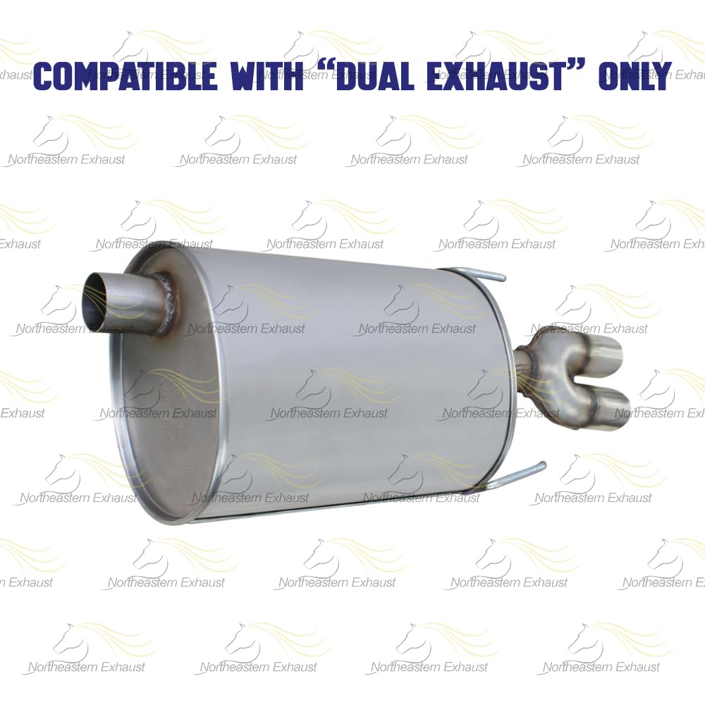 Stainless Steel Driver-Side Dual Tip Muffler for 2003-2008 Pontiac Grand Prix 3.8L - Direct Fit Replacement Exhaust System with Free Clamp - Perfect for Performance Upgrade & Car Restoration Projects