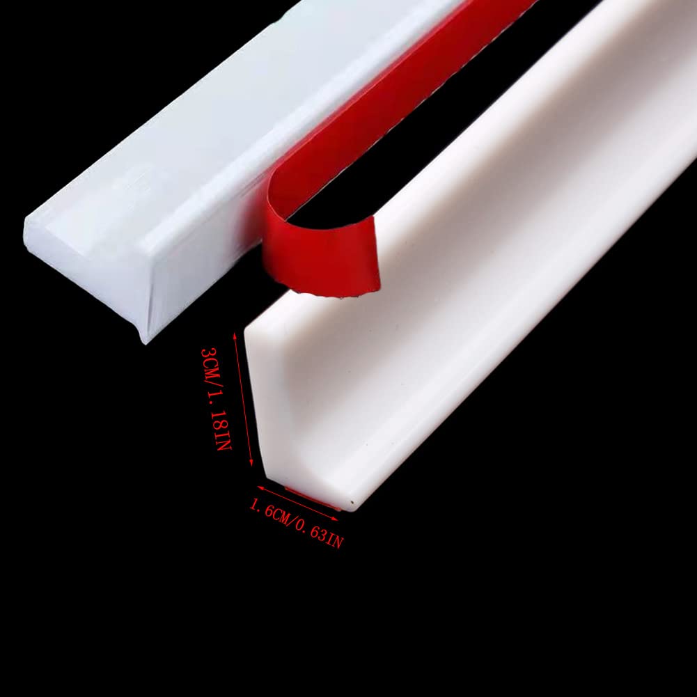Waterproof Self-Adhesive Shower Dam - 78 Inch White Bathroom & Kitchen Water Blocker, Bathtub Threshold Guard & Countertop Edge Trim - Perfect for Leak Prevention in Showers, Tubs, and Wet Areas