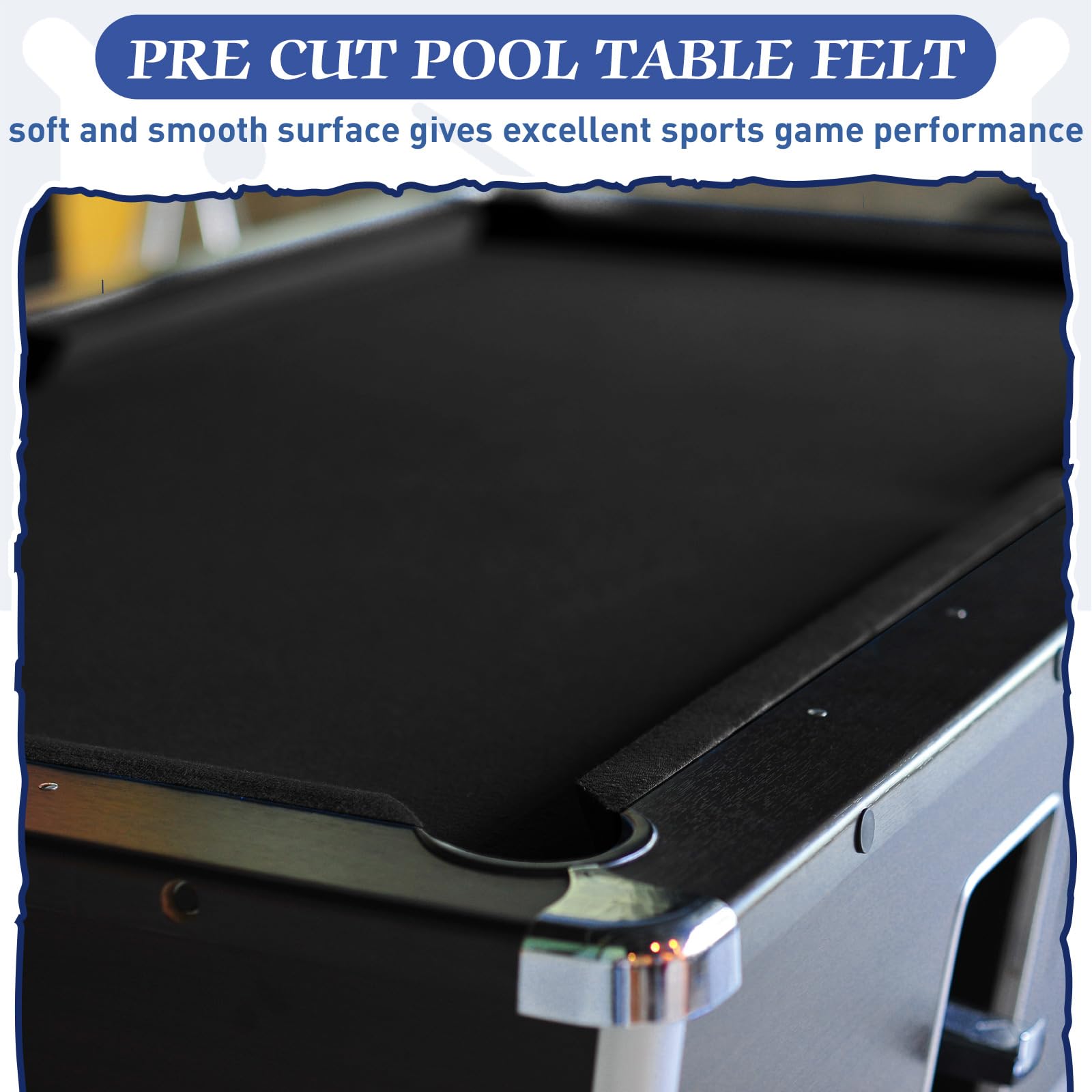 Premium 8 ft Pool Table Felt - Pre-Cut Billiard Cloth with 6 Strips & Rubber Bumpers | Durable Replacement for Bars, Clubs, Hotels | Perfect for Professional Game Rooms & Home Recreation Areas