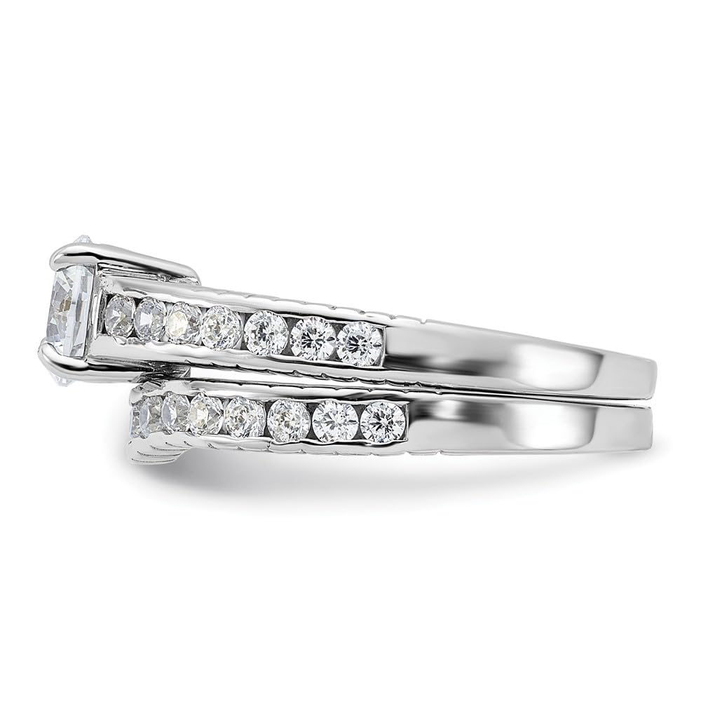 Diamond2Deal 925 Sterling Silver Rhodium Plated Cubic Zirconia Wedding Ring for Women - Elegant Bridal Band, Anniversary Gift, Promise Ring for Engagement & Special Occasions