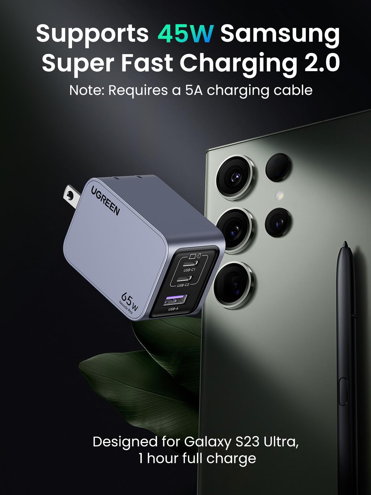 UGREEN Nexode Pro 65W GaN Fast Charger - 3-Port USB C Wall Charger for MacBook Pro/Air M2, Dell XPS, iPhone 16/15, Galaxy S24, Pixel 9 | Compact Foldable Design | Perfect for Travel, Office & Home Charging