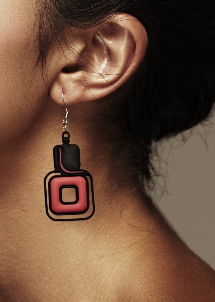 Batucada Pythagoras Earrings - Red & Purple Geometric Dangle Earrings for Women | Perfect for Parties, Festivals, and Boho Fashion