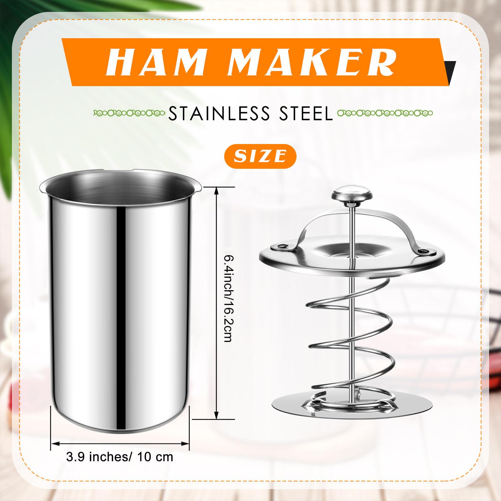 Premium 2-Piece Stainless Steel Meat Press with Built-in Thermometer - Professional Ham, Bacon & Sandwich Press for Homemade Burgers, Patties & Deli Meats | Perfect for BBQ, Kitchen & Camping Cooking