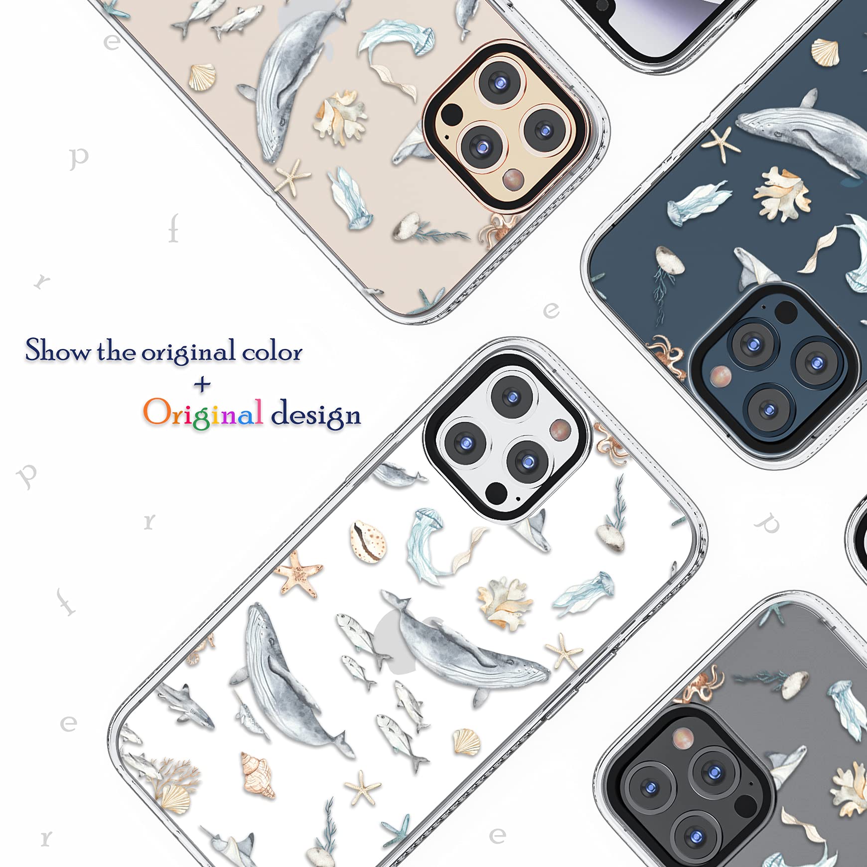 **Cute Blue Sea World Ocean Whale Dolphin Fish Soft Protective Case for iPhone 13 Pro Max 6.7 inch – Funny Design for Girls & Women – Perfect for Beach Trips & Summer Adventures**