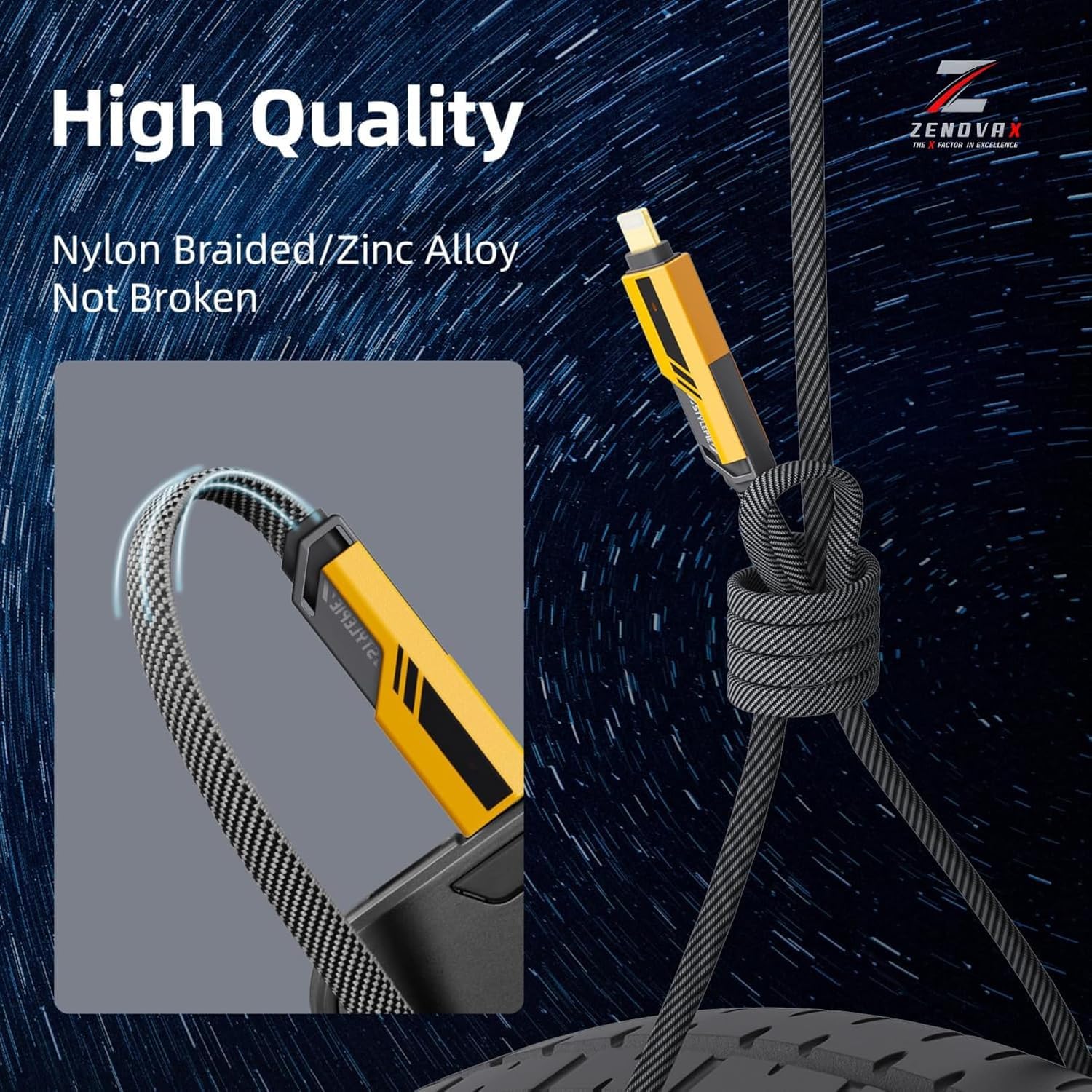 4 in 1 Multi Charging Cable - 1M Nylon Braided Fast Charger with USB C to Lightning & USB A to Type C - Compatible with iPhone 15/14/13, Samsung Galaxy, iPad - 65W PD Fast Charging for Home, Office & Travel