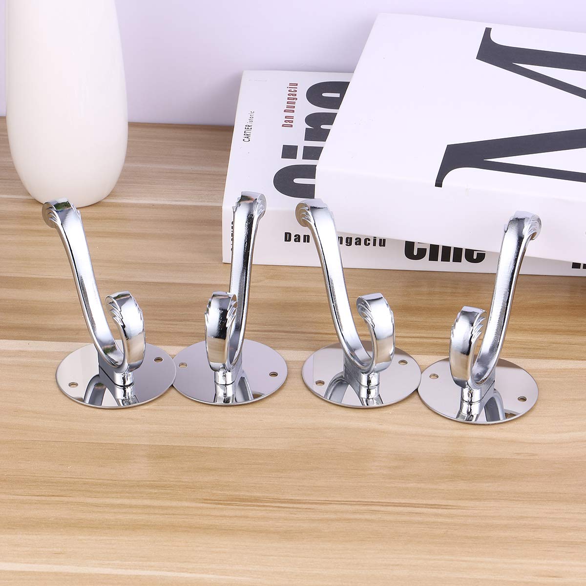 4-Pack Stainless Steel Wall Hooks by Cabilock - Heavy Duty Metal Hangers for Home Organization, Kitchen, Bathroom & Entryway Storage