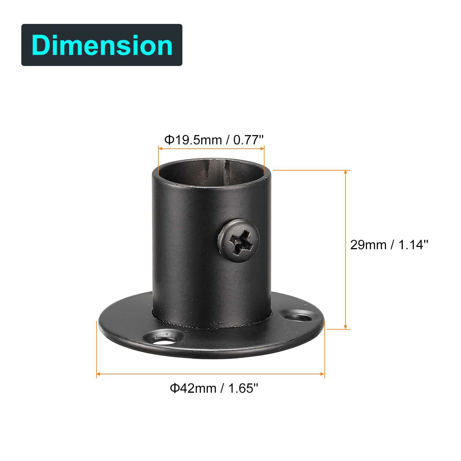 Stainless Steel Pole Socket Flange Bracket with Screws - 0.77