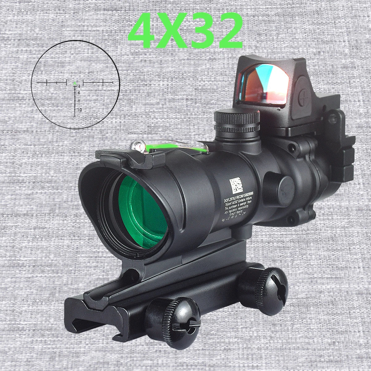 Trijicon ACOG 4X32 Rifle Scope with 4X Magnifier, Fiber Optics & Red/Green Dot - RMR Compatible Hunting Sight with Killflash Cover - Perfect for Tactical Shooting, Hunting, and Long-Range Precision