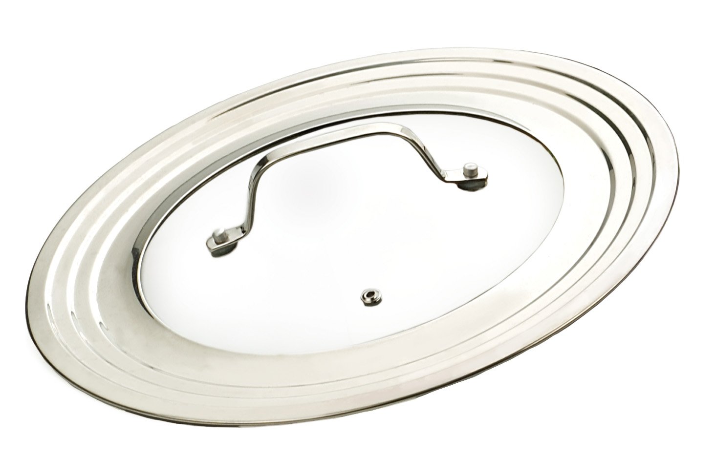 RSVP International Stainless Steel Universal Pot Lid with Tempered Glass Insert - Fits 5.5
