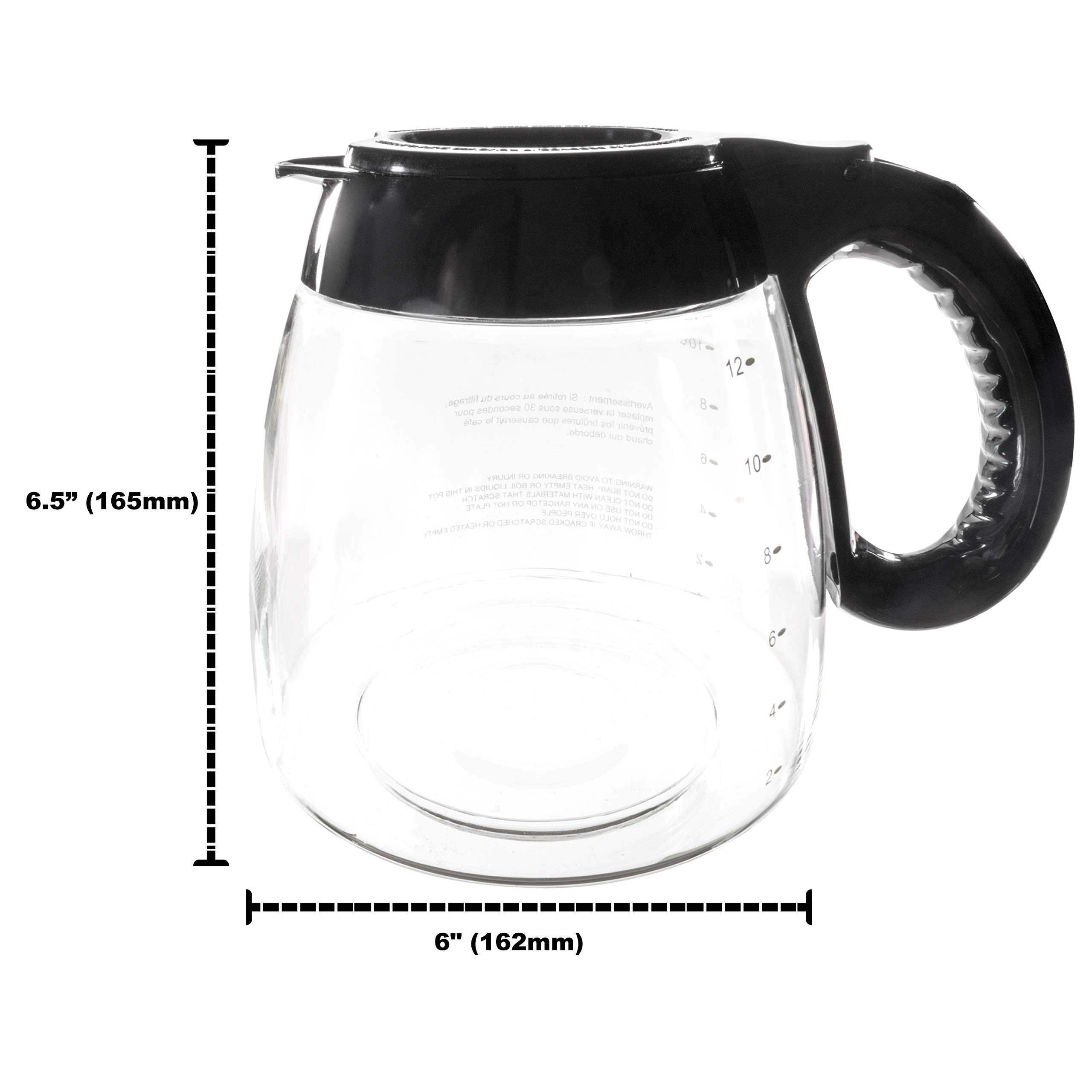 Univen 12 Cup Glass Coffee Maker Carafe - Replacement for Mr. Coffee IDS13 - Perfect for Home, Office & Restaurants - Durable & Dishwasher Safe