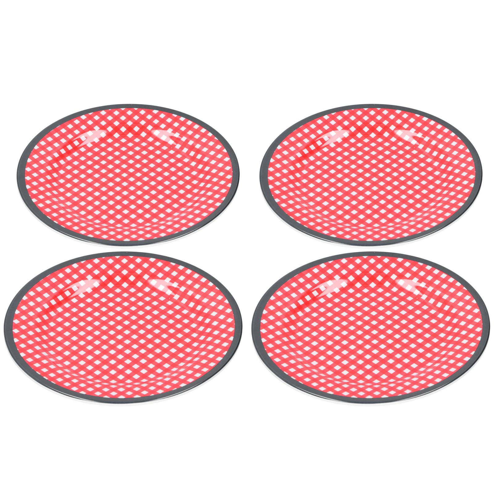 Yosoo 4-Piece 9-Inch Red Grid Salad Plates Set - Durable Dinnerware for Restaurants, Hotels & Home Use - Perfect for Serving Fruits, Desserts, Appetizers & Party Dishes