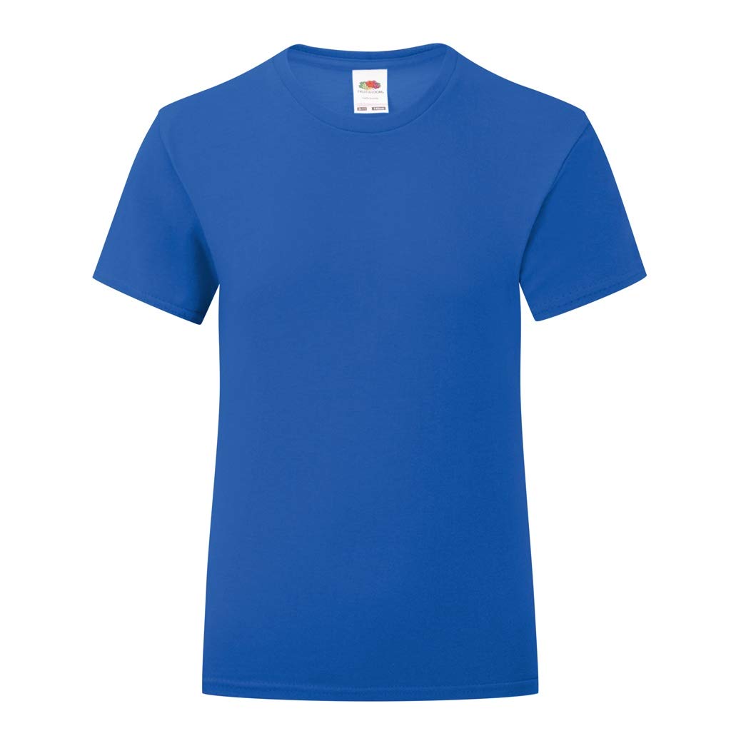 Fruit of the Loom Girls Iconic T-Shirt for Ages 7-8 | Light Graphite Cotton Tee | Casual Wear, School Uniform & Everyday Outfits