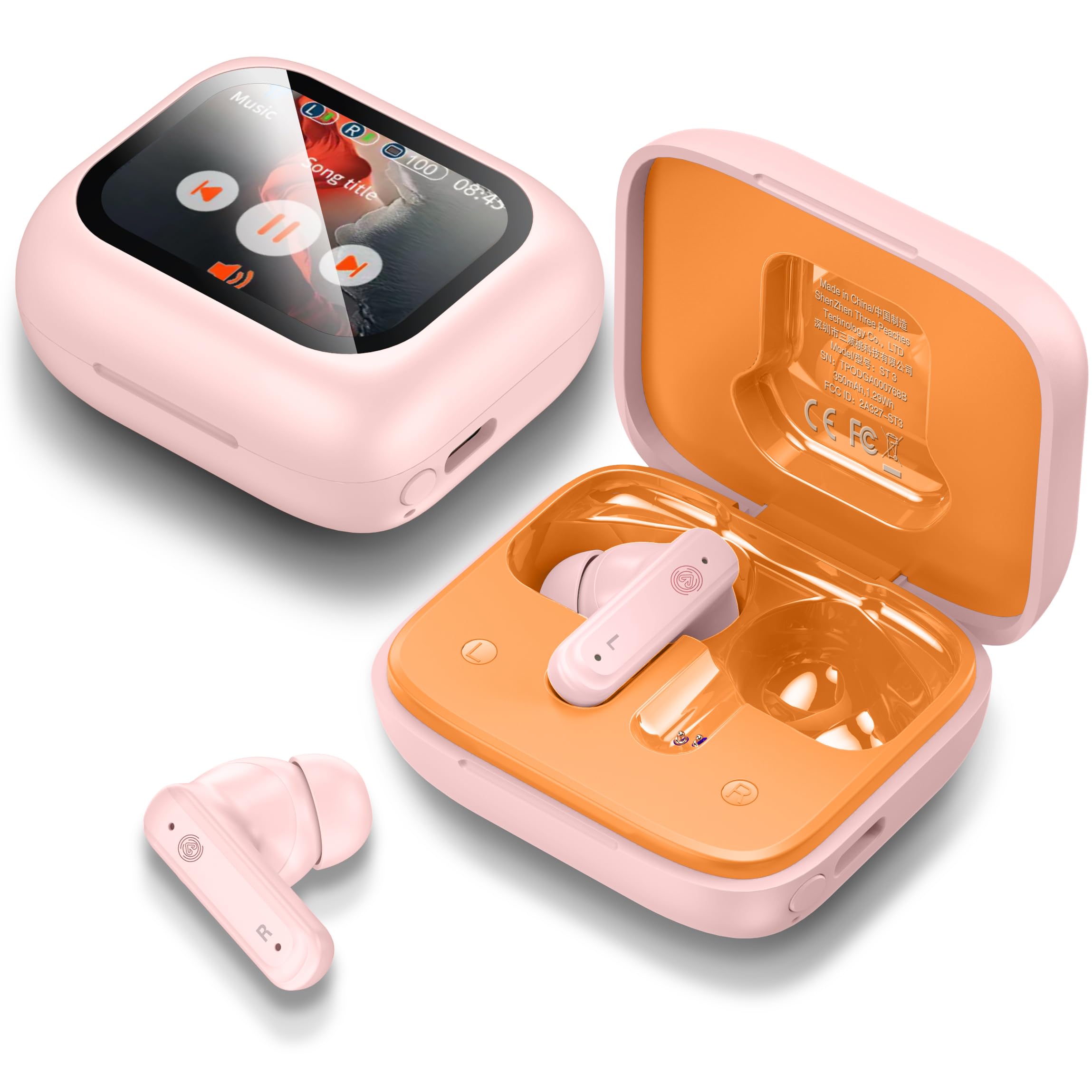 THREE PEACHES Wireless Earbuds with ANC & ENC, Touch Control Bluetooth 5.0 Earbuds, LED Display in-Ear Headphones for Gaming, Workout, Travel & Noise Cancelling - Perfect for Commuting, Office & Outdoor Activities