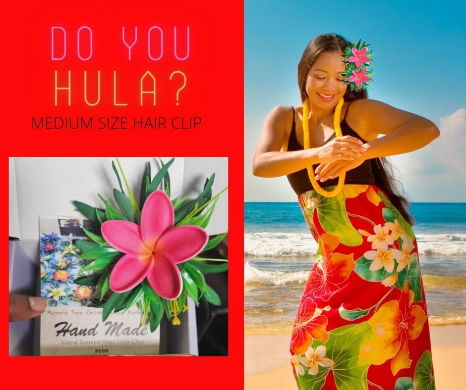 Artificial Plumeria Flower Hair Clip for Women - Large Tropical Hair Accessories for Beach, Luau, Bridal & Boho Styles - Hawaiian Floral Hair Clips by Aviella Aloha - Perfect for Weddings, Vacations & Summer Parties