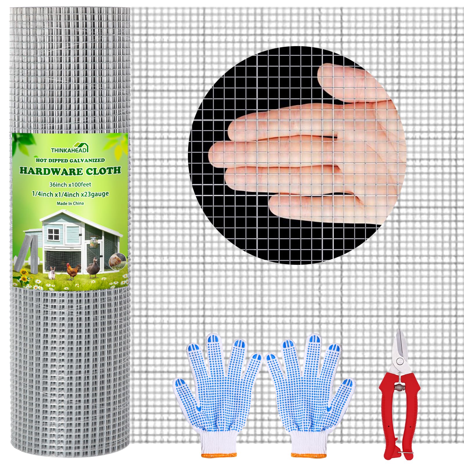 1/4 Inch Galvanized Welded Wire Mesh Roll - 23 Gauge 36