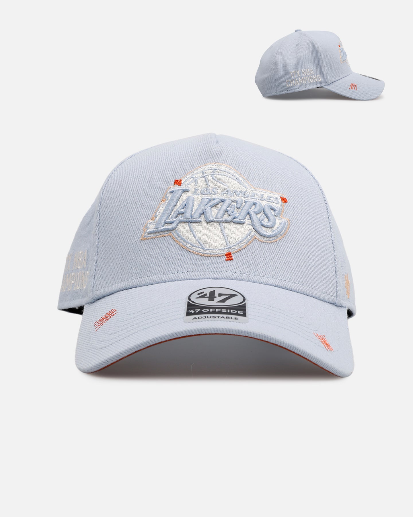 47 Brand Los Angeles Lakers 'Overstitch' 47 Offside Snapback Hat - Light Blue NBA Adjustable Baseball Cap for Men & Women - Perfect for Basketball Games, Streetwear Fashion & Sports Fans